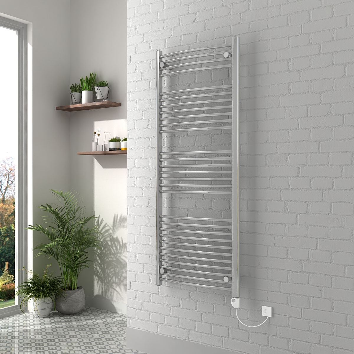 Bathroom Chrome Electric Ladder Heated Towel Rail Warmer Thermostatic ...