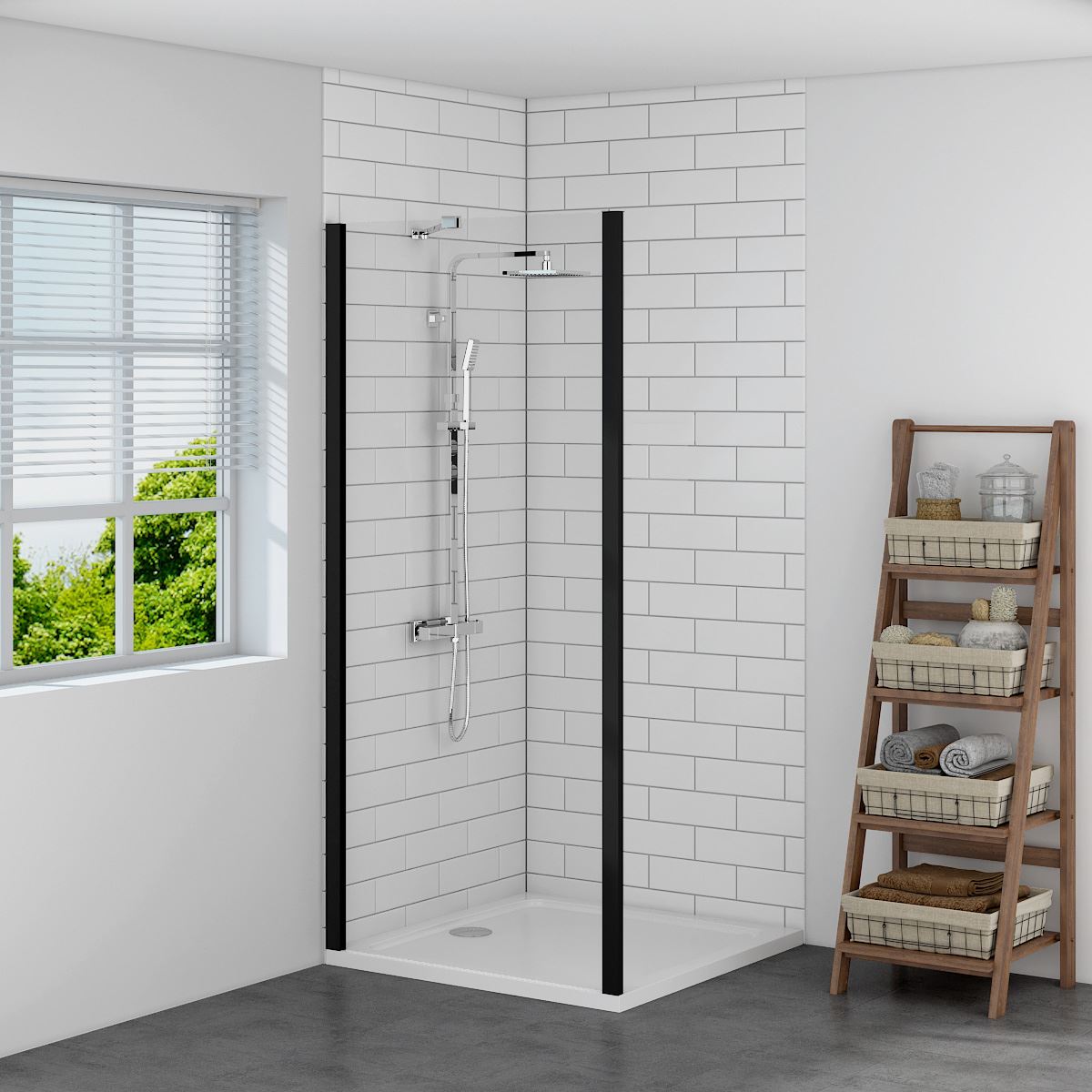 Stylish Black Quadrant Shower Enclosure Cubicle Sliding Door Free Tray