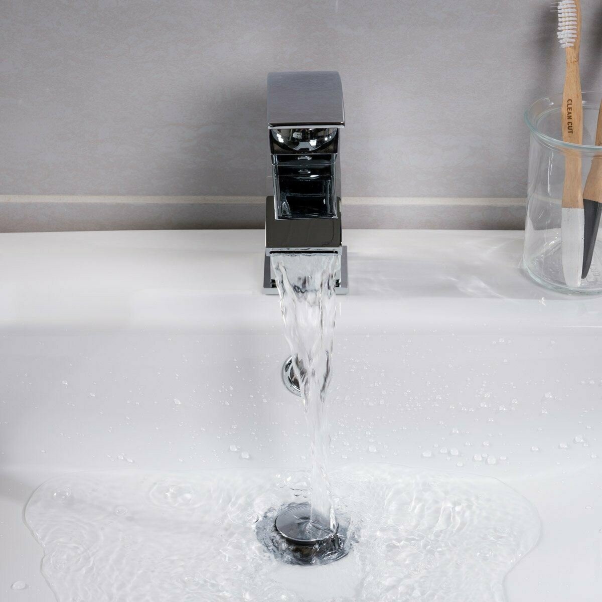 Modern Bathroom Tap Square Waterfall Basin Sink Bath Filler Shower