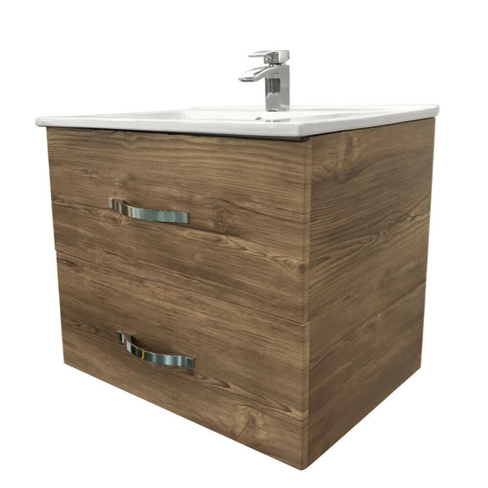600mm Grey Oak Effect Minimalist Bathroom Vanity Sink Unit