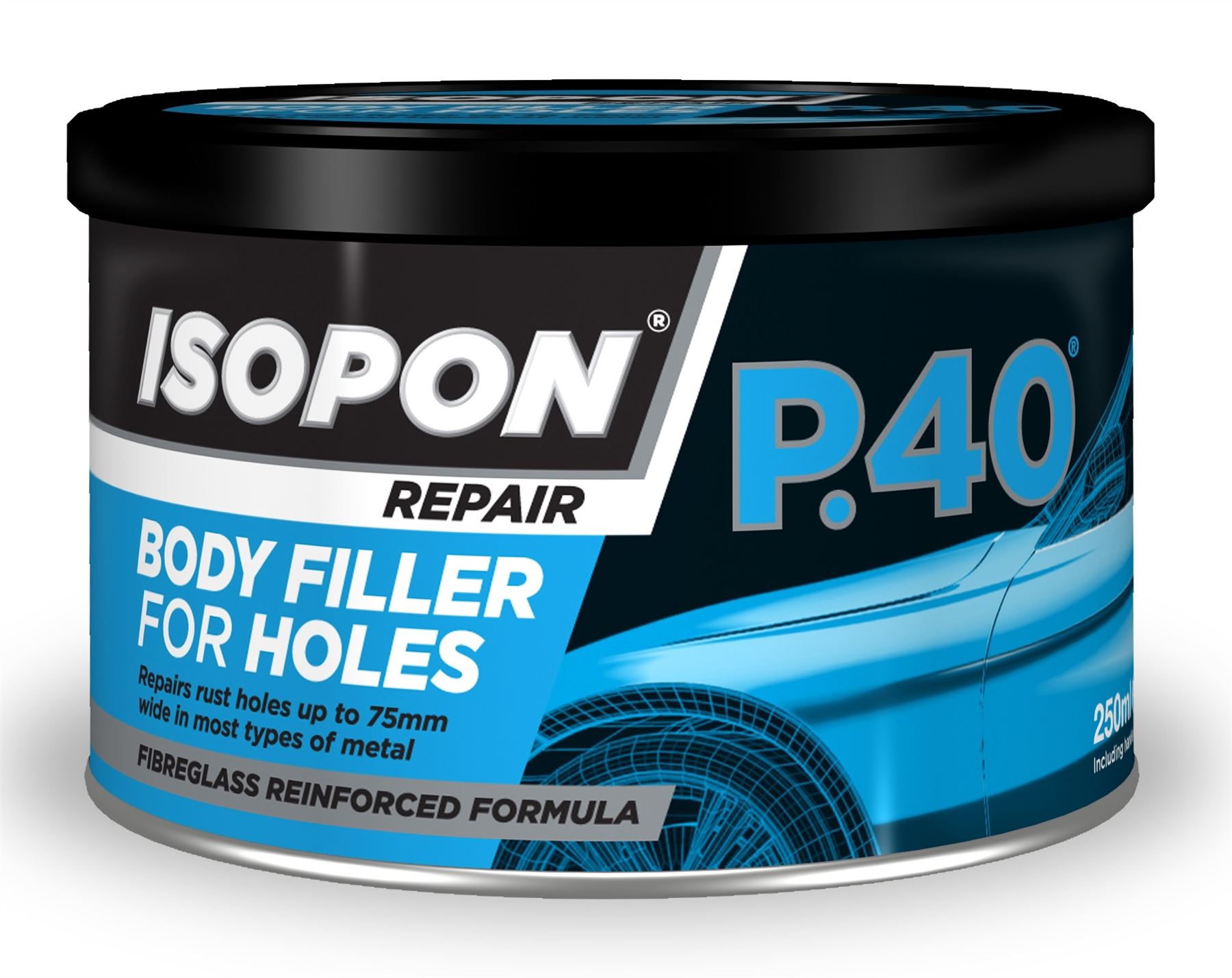 Isopon P40S Fibreglass Body Filler for Holes & Rust Repair 250mL