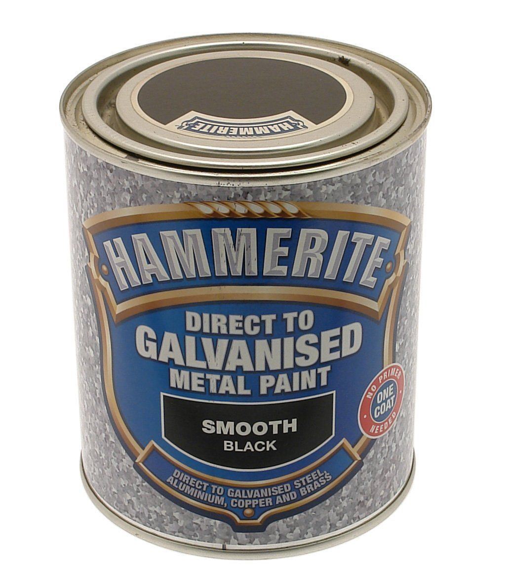 Hammerite Smooth Black Direct To Galvanised Paint For Metal 750ml 5010212546482 eBay