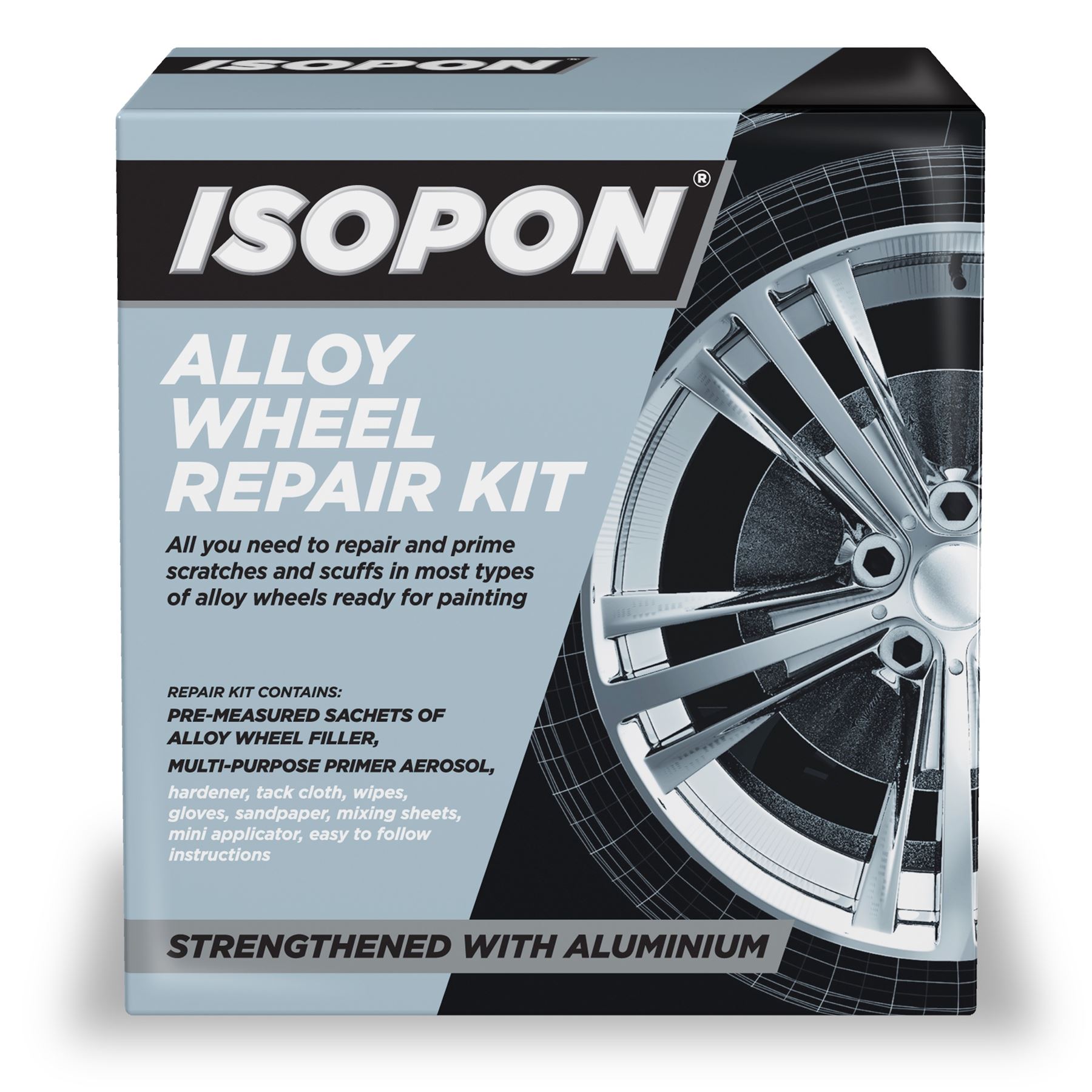 Isopon ALWH/KIT Alloy Aluminium Wheel Filler Repair Kit Kerb Scratch