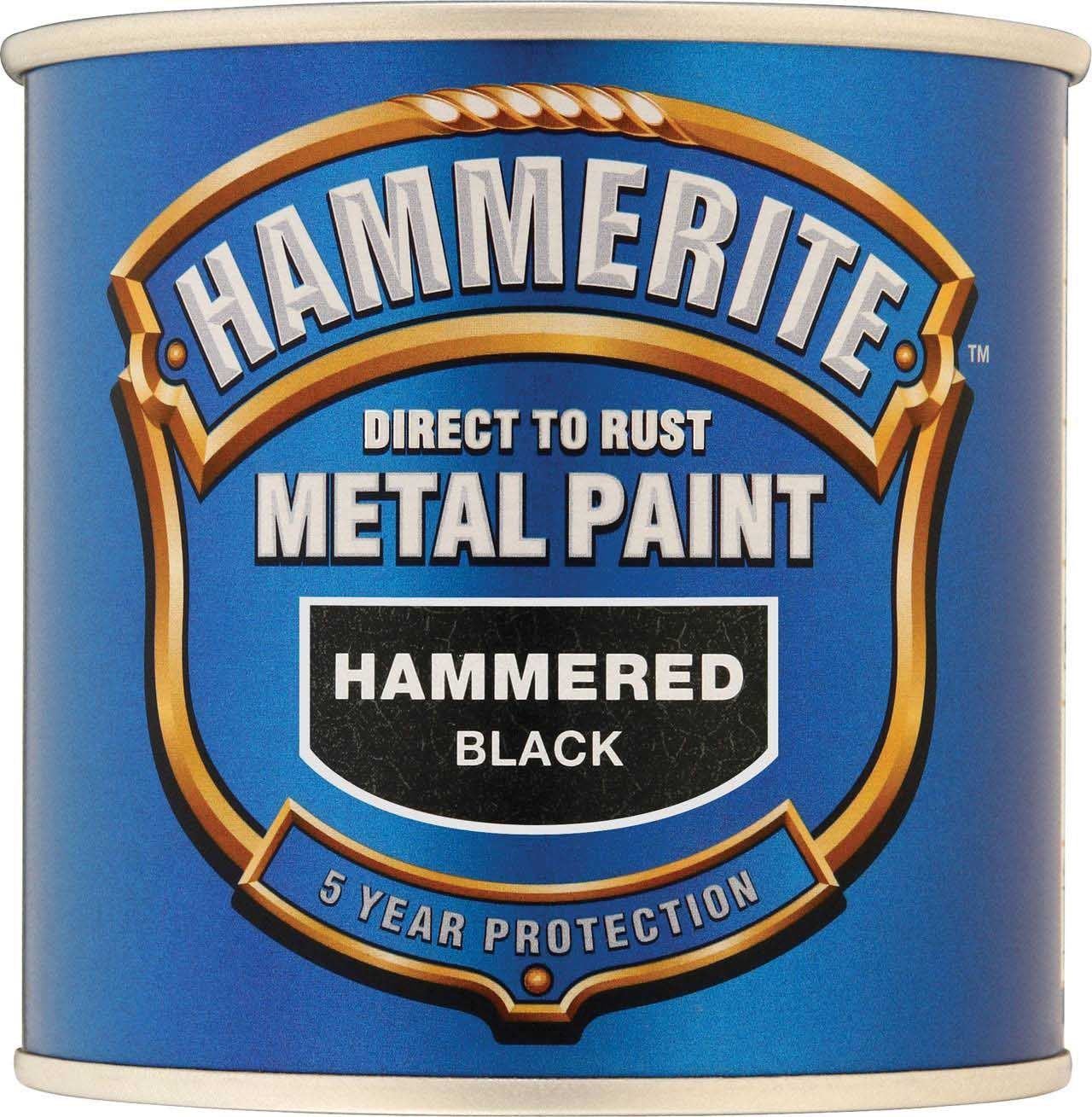 Hammerite Hammered Black Direct To Rust Paint For Metal 250ml