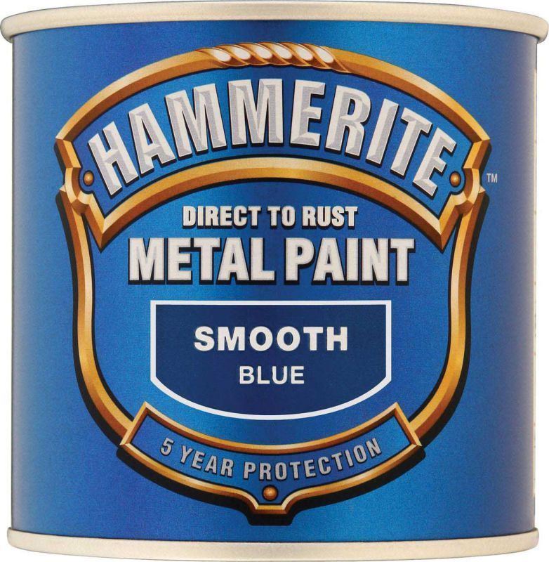 Hammerite Smooth Blue Direct To Rust Paint For Metal Restore 250ml x 2
