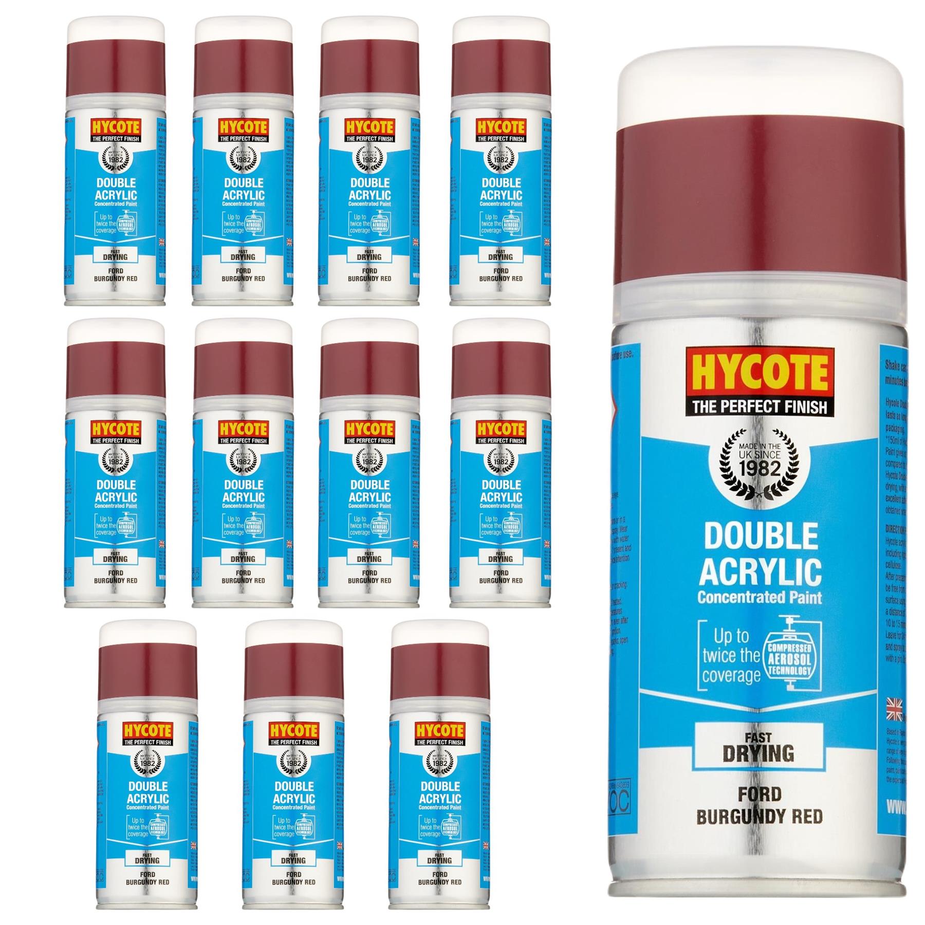 3x Hycote Ford Burgundy Red +1x Grey Primer Spray Paint 150ml [XDFD501] 2097A - Image 8