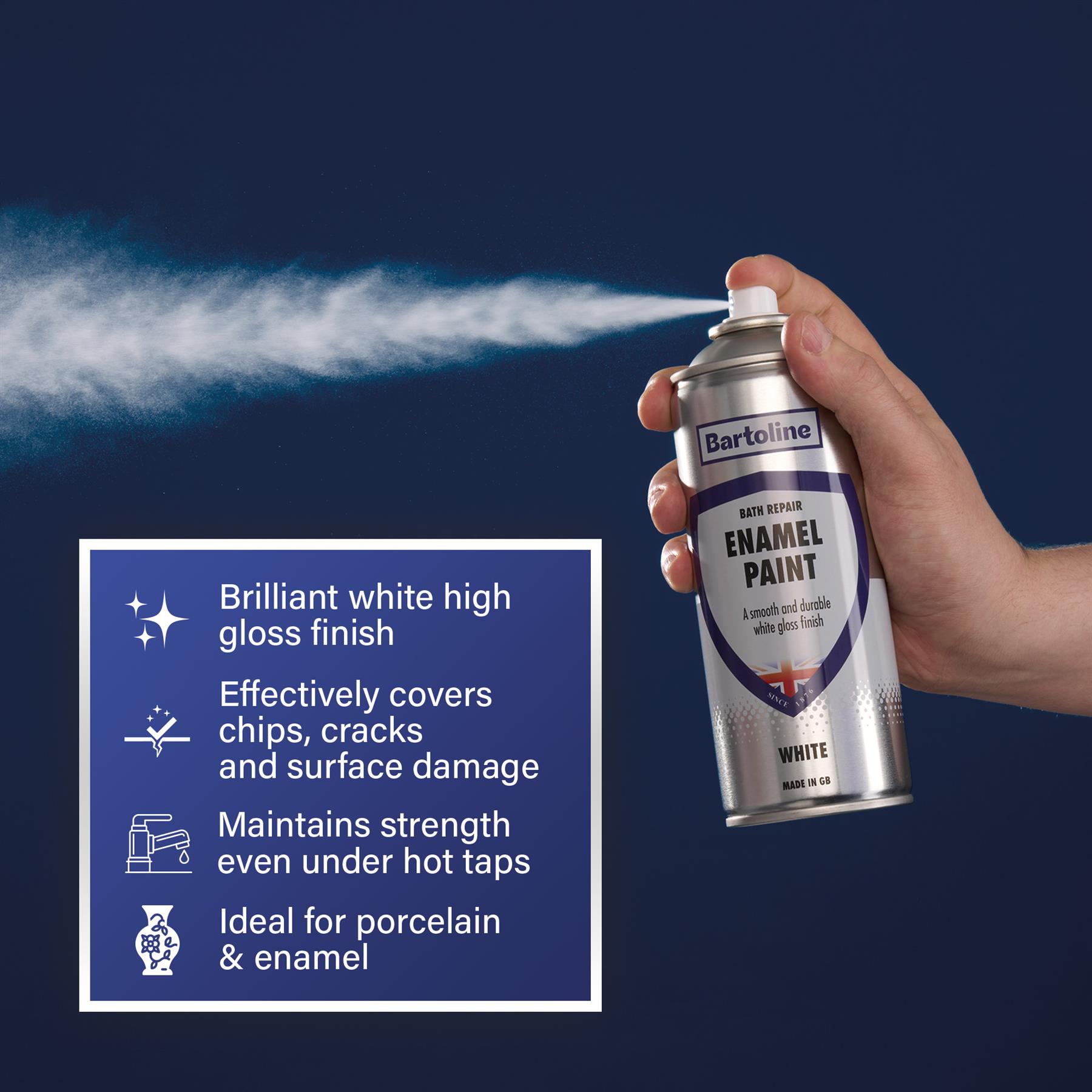 Bartoline PP3036 White Enamel Bath Repair Spray Paint 400mL Bathroom Aerosol - Produktbild 5