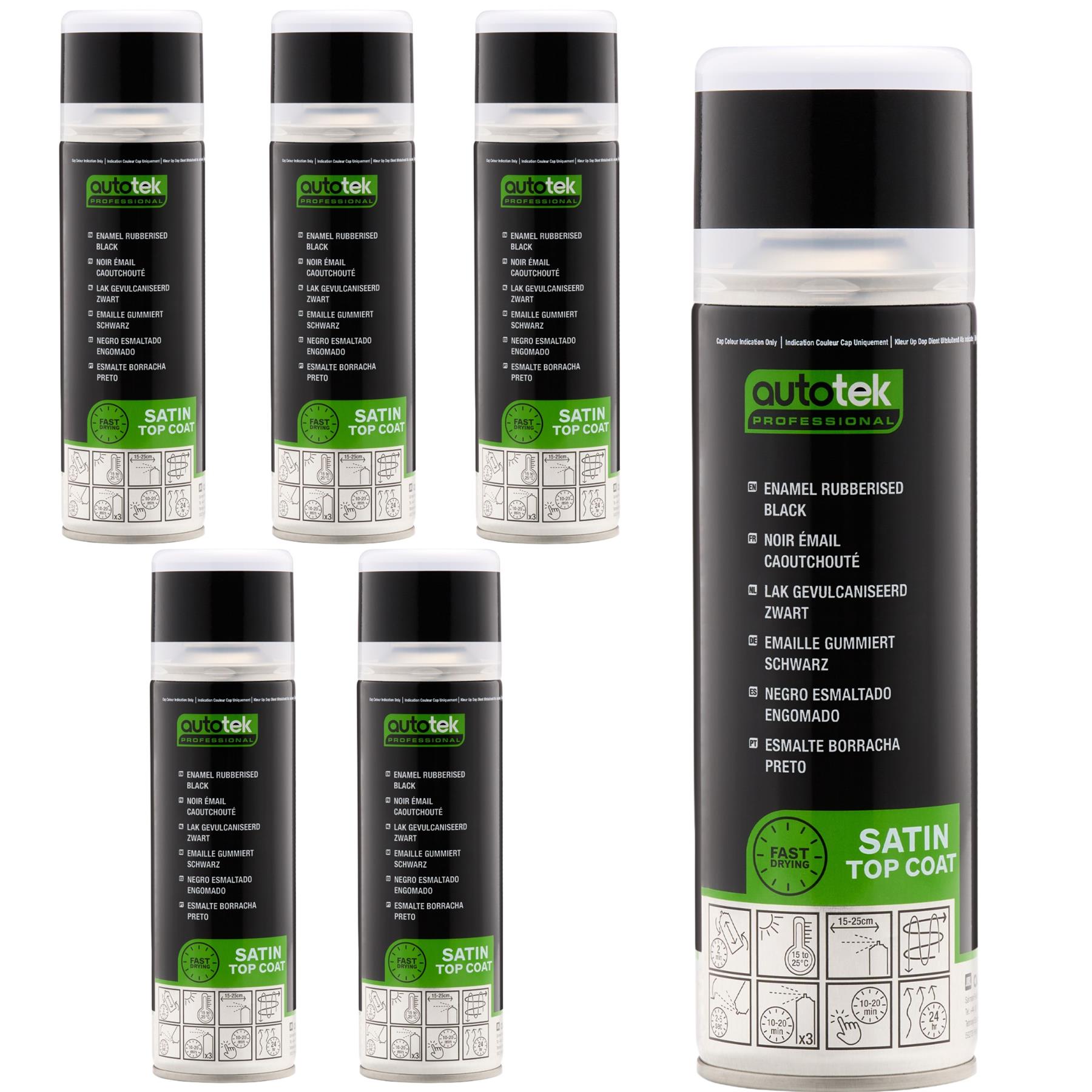 Autotek Professional Enamel Rubberised Black Spray Paint, Protective Rust Prevention Coating with Satin Finish Aerosol Spray, 300ml - Image 4