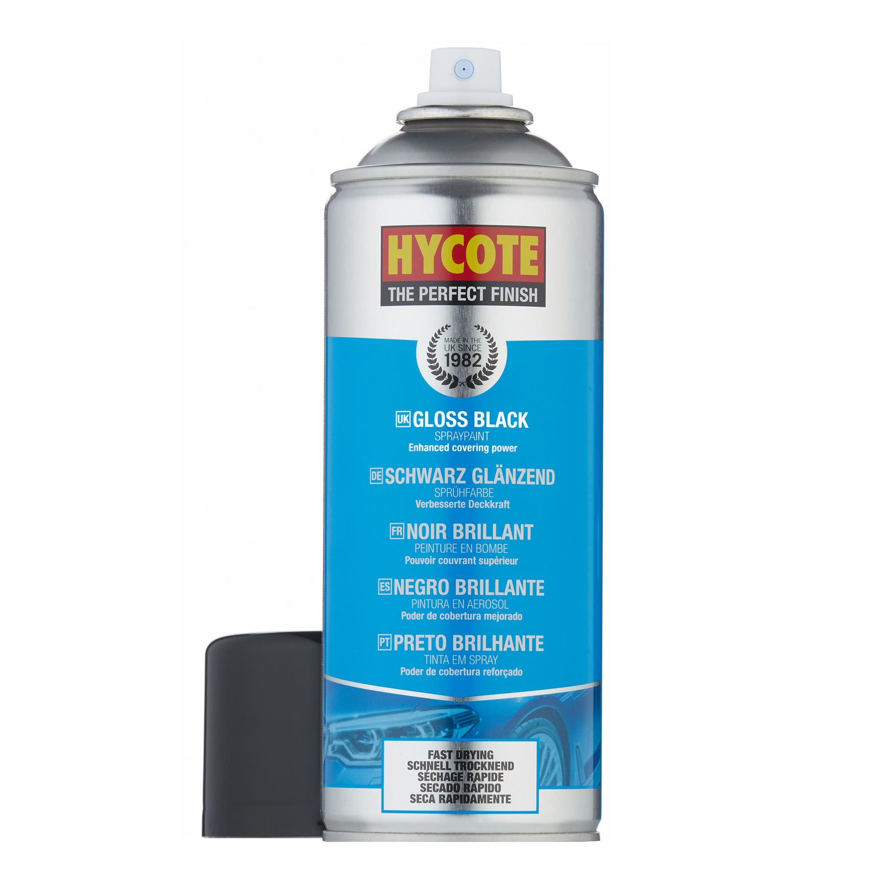 Hycote XUK0272 Top Coat Spray Paint 400ml Aerosol Gloss Black Fast