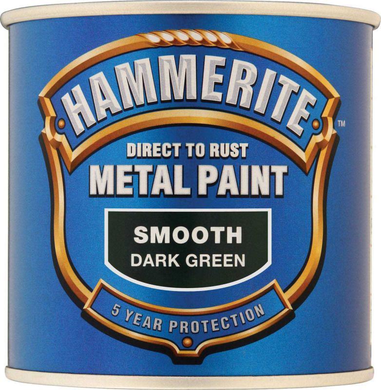 Hammerite Smooth Dark Green Direct To Rust Paint For Metal Restore