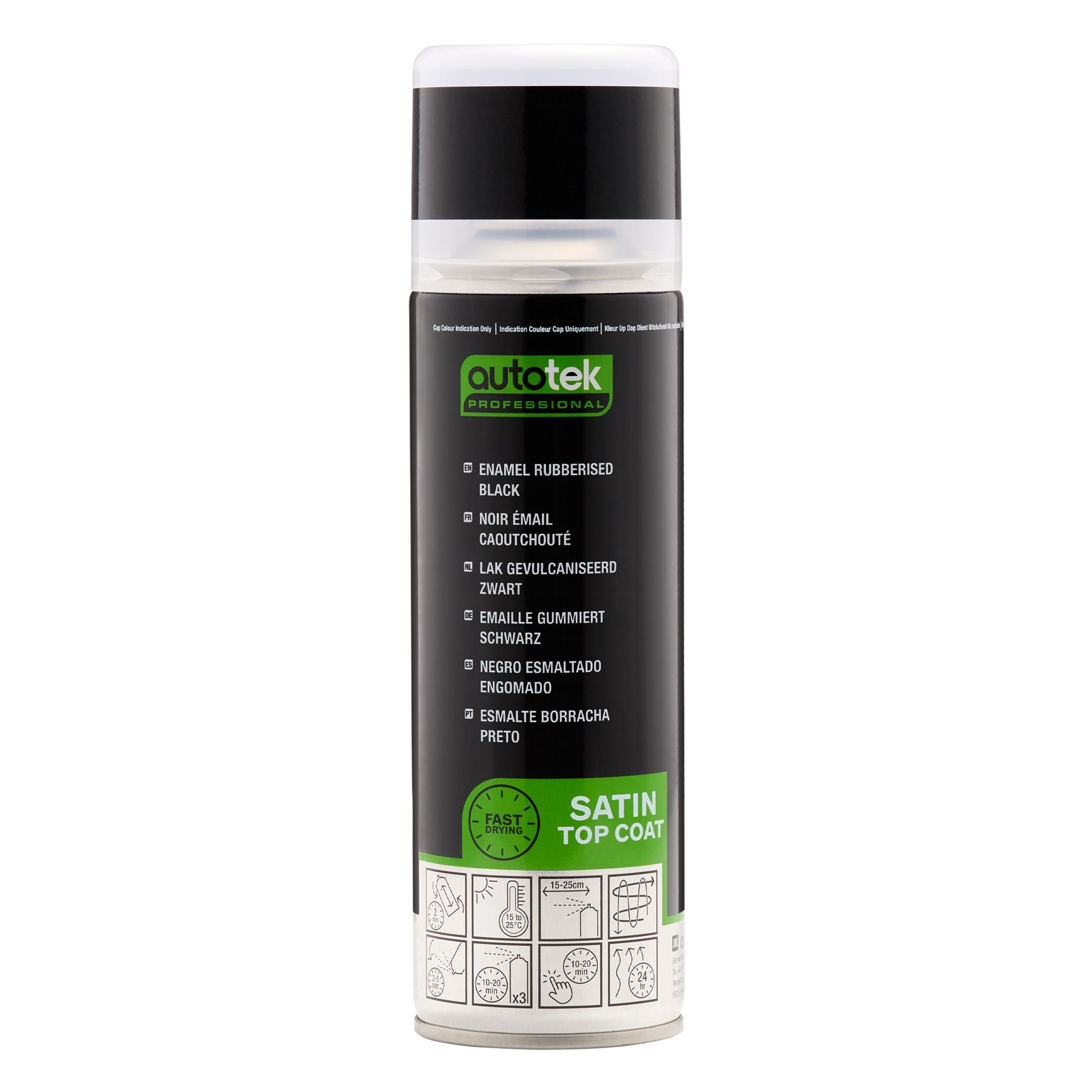 Autotek Enamel Rubberised Black Fast Drying Aerosol Spray Paint 300ml