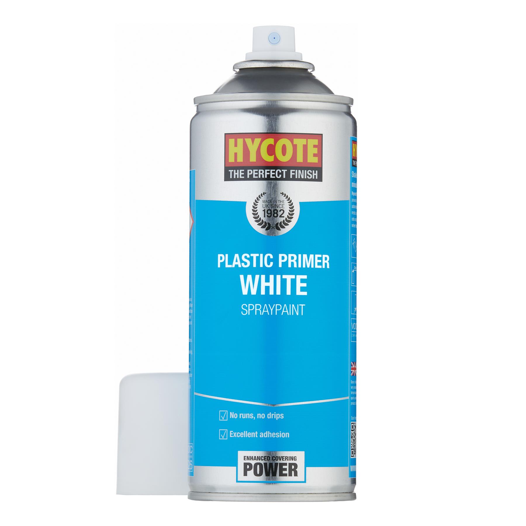 Hycote XUK610 White Plastic Primer Spray Paint 400ml Aerosol Paint