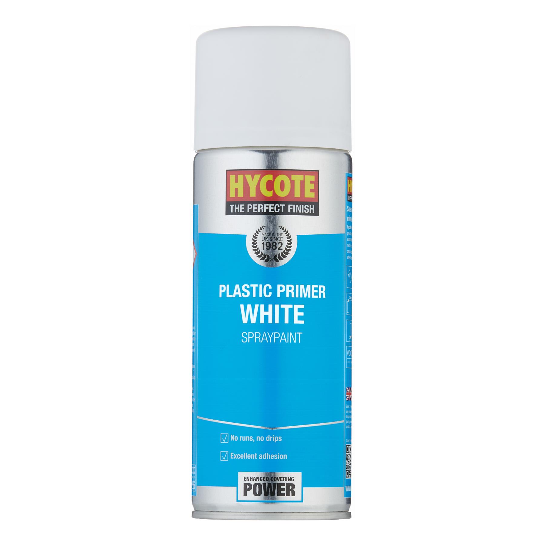 Hycote XUK610 White Plastic Primer Spray Paint 400ml Aerosol Paint