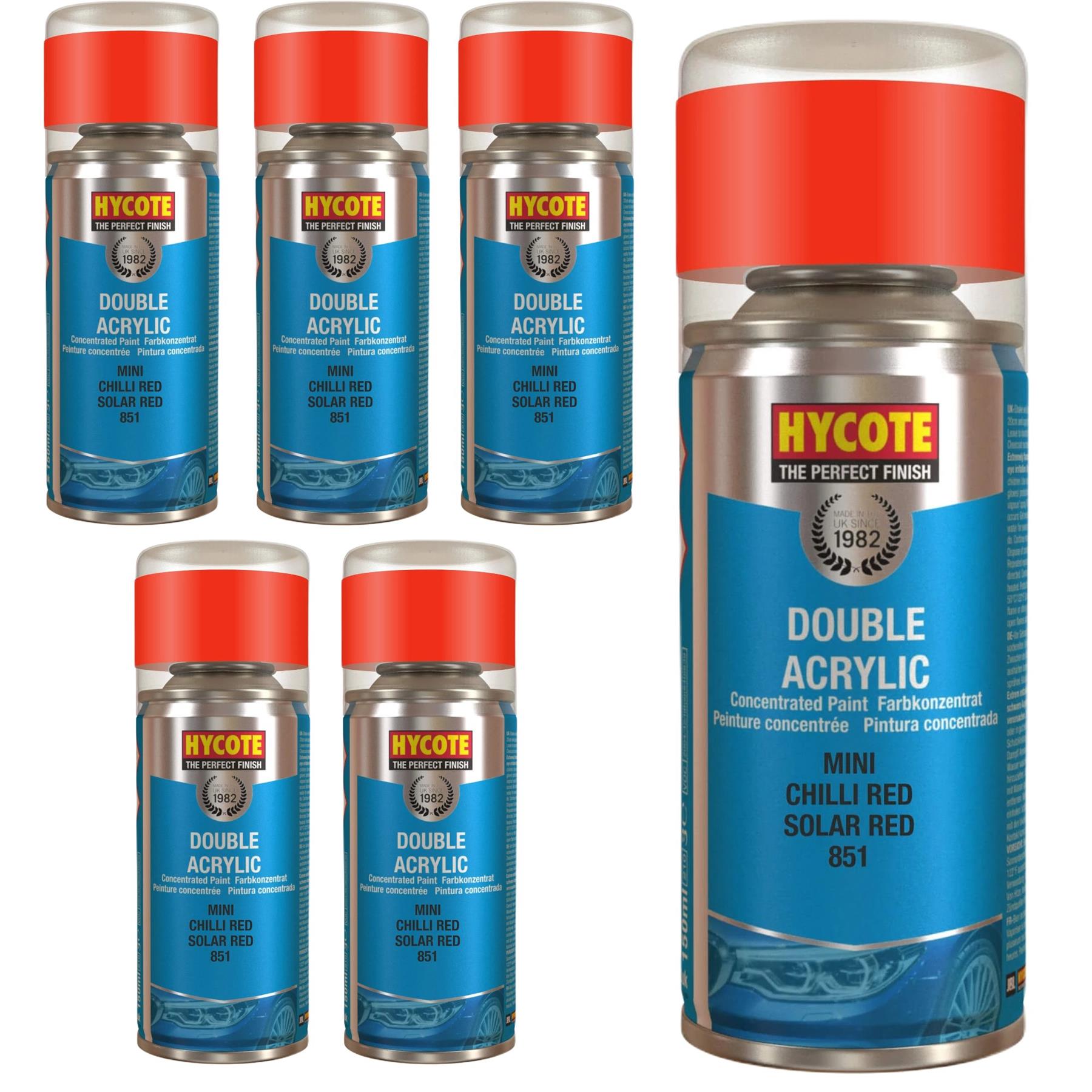 Hycote Colour Spray Paint XDBM604 Mini Chilli Red 150ml x6 | eBay UK
