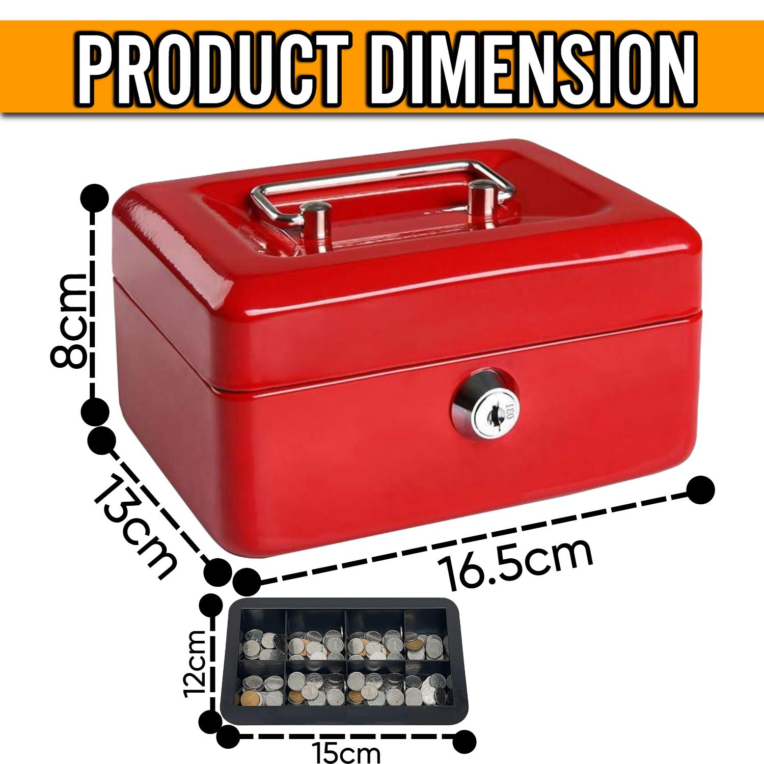 Metal Cash Box Strong Portable Compact Secure Heavy Duty Space Saving Box - Picture 28 of 31