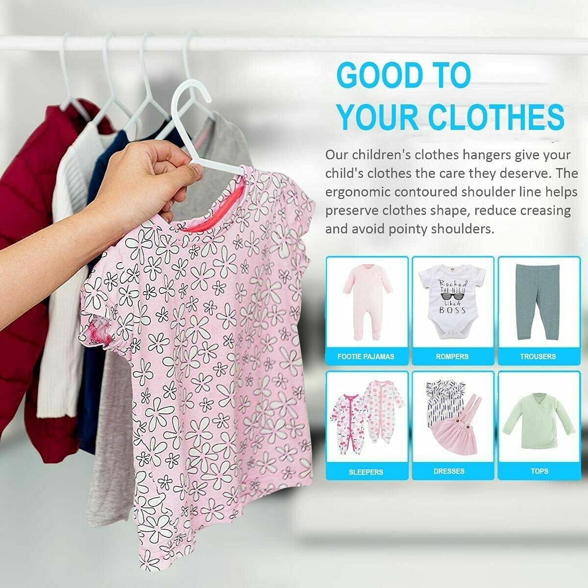 Children Plastic Clothes Hangers Kids Baby Outfit Coat Trouser Garment Hanging - Picture 32 of 67