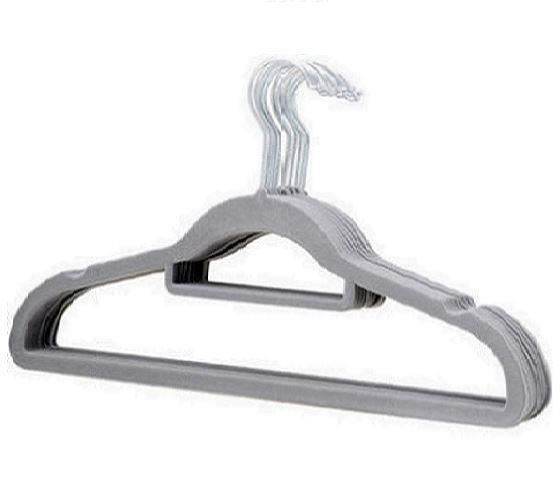 Non Slip Flocked Velvet Hanger Clothes Coat Hanging Hangers Trouser Bar