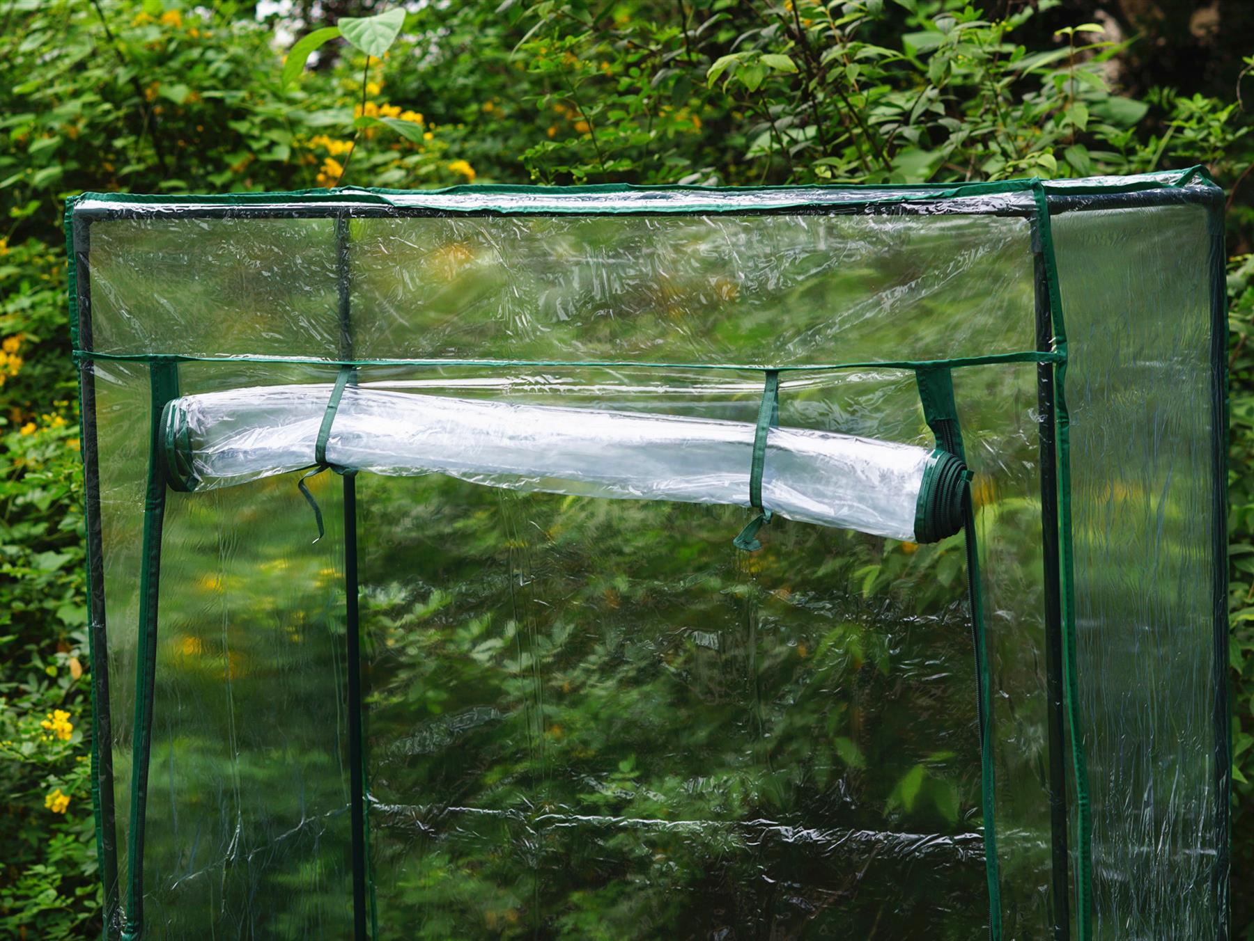 GREENHOUSE WITH SHELVES PE OR PVC PLASTIC OUTDOOR GARDEN GROW BAG GREEN