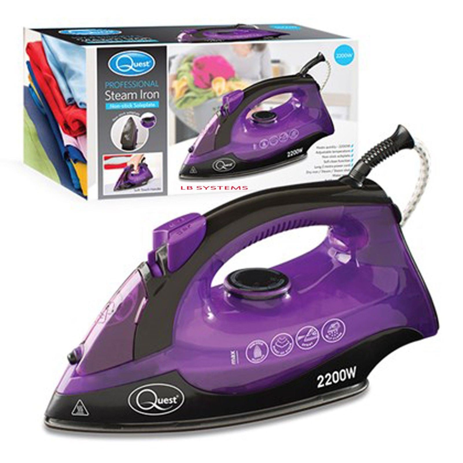 Electric Compact Steam Spray Iron Non-Stick Stainless Steal Soleplate