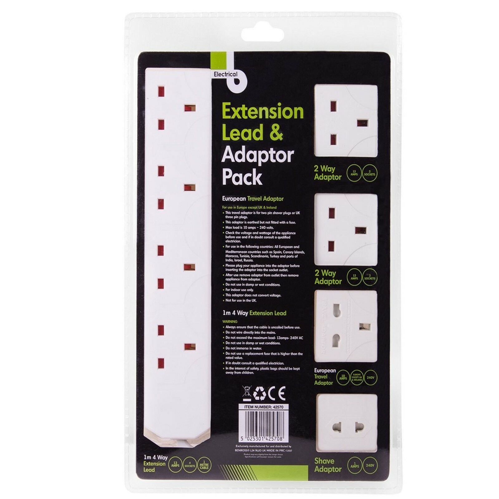 UK Extension Lead Reel Socket 2/4 Gang Way Multi Plug 5M/10M/15M/20M