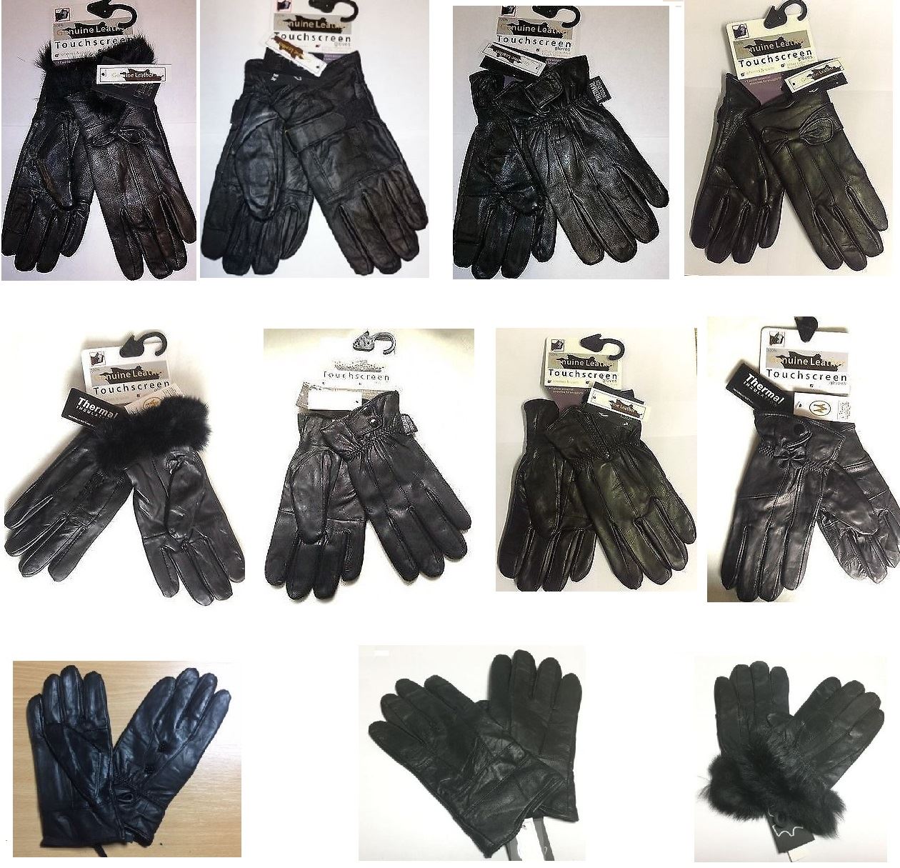 New Ladies Buckle Leather Gloves Small//Medium Driving Riding Winter Thermal Warm
