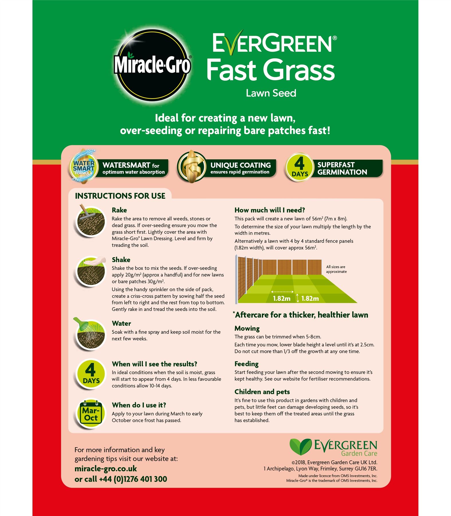 EVERGREEN MIRACLEGRO MULTIPURPOSE AND FAST GRASS LAWN SEED eBay
