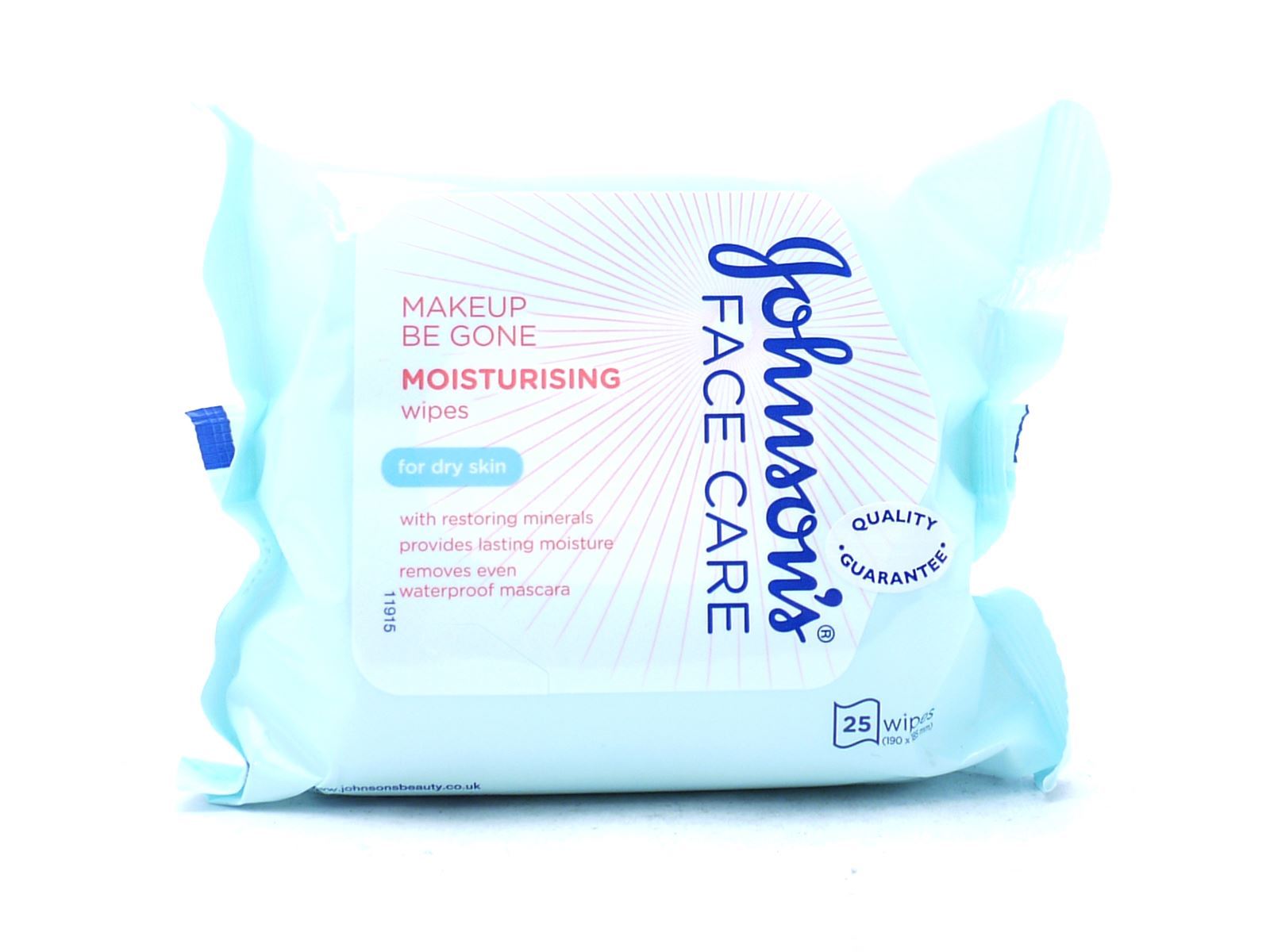 6 x Johnson & Johnsons Moisturising Face Wipes For Dry Skin 25 Pack