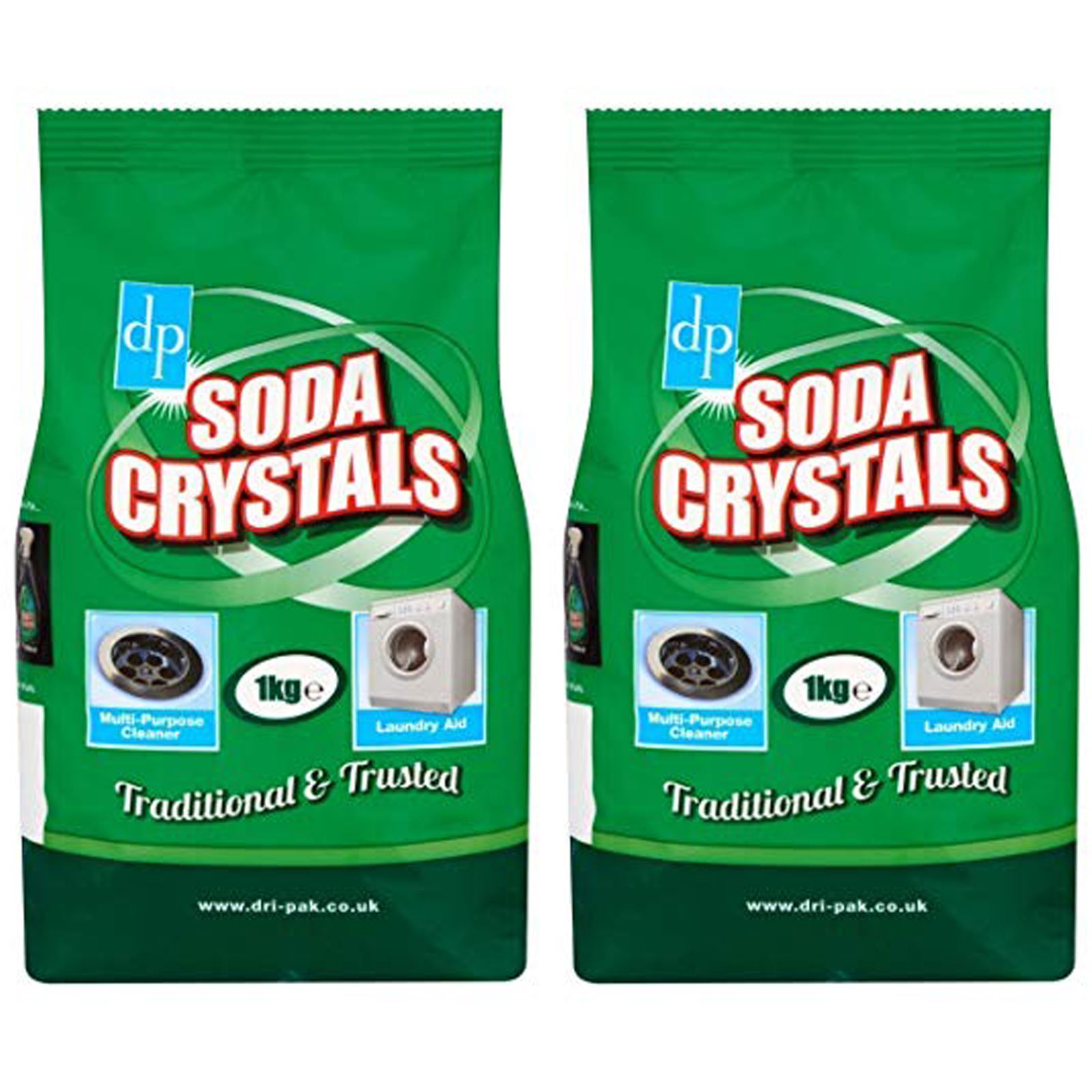2 x DriPak DP Soda Washing Crystals 1kg For Sinks, Drains and Much
