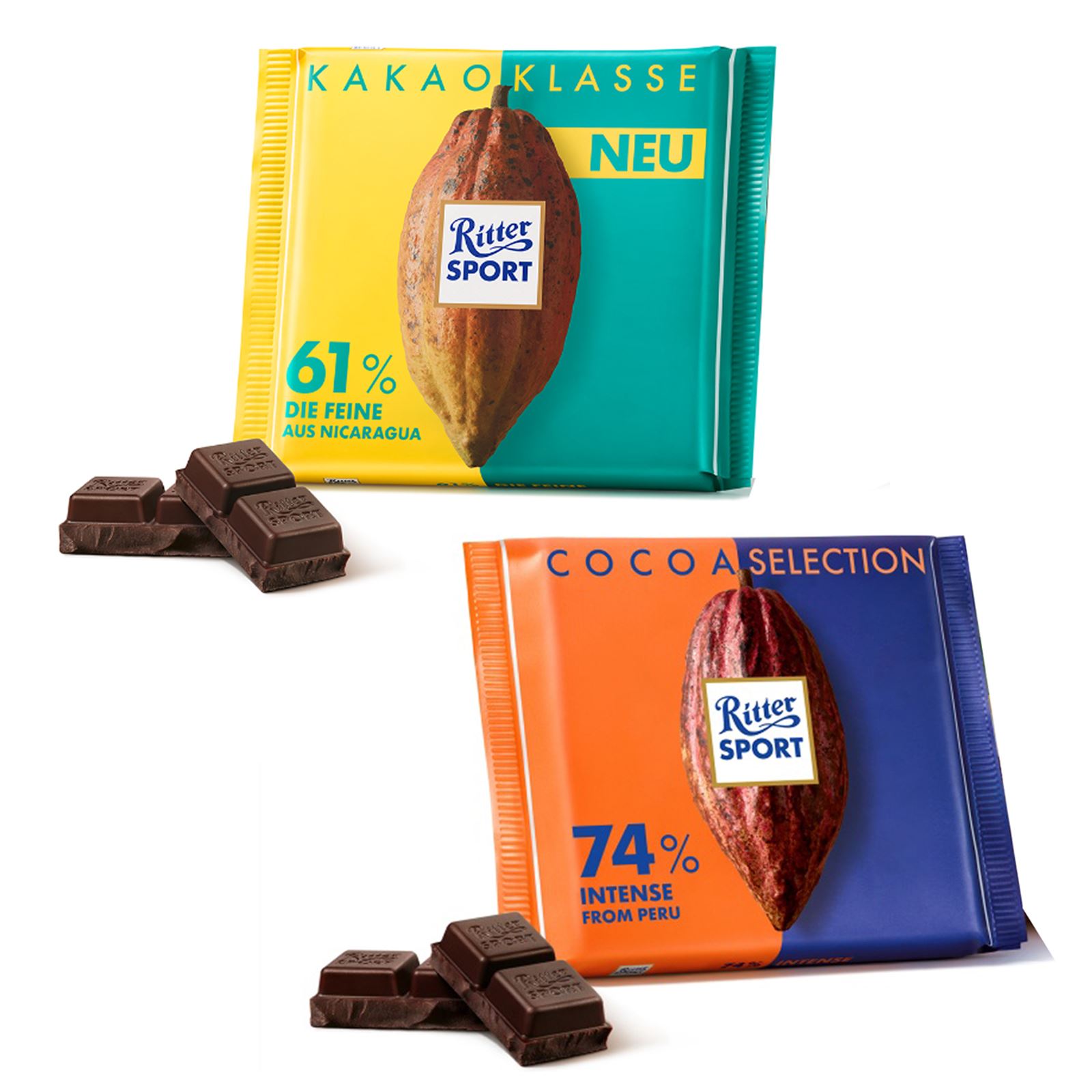 Ritter Sport Cocoa 61 74 100g Per Block Box Of 12 Ebay