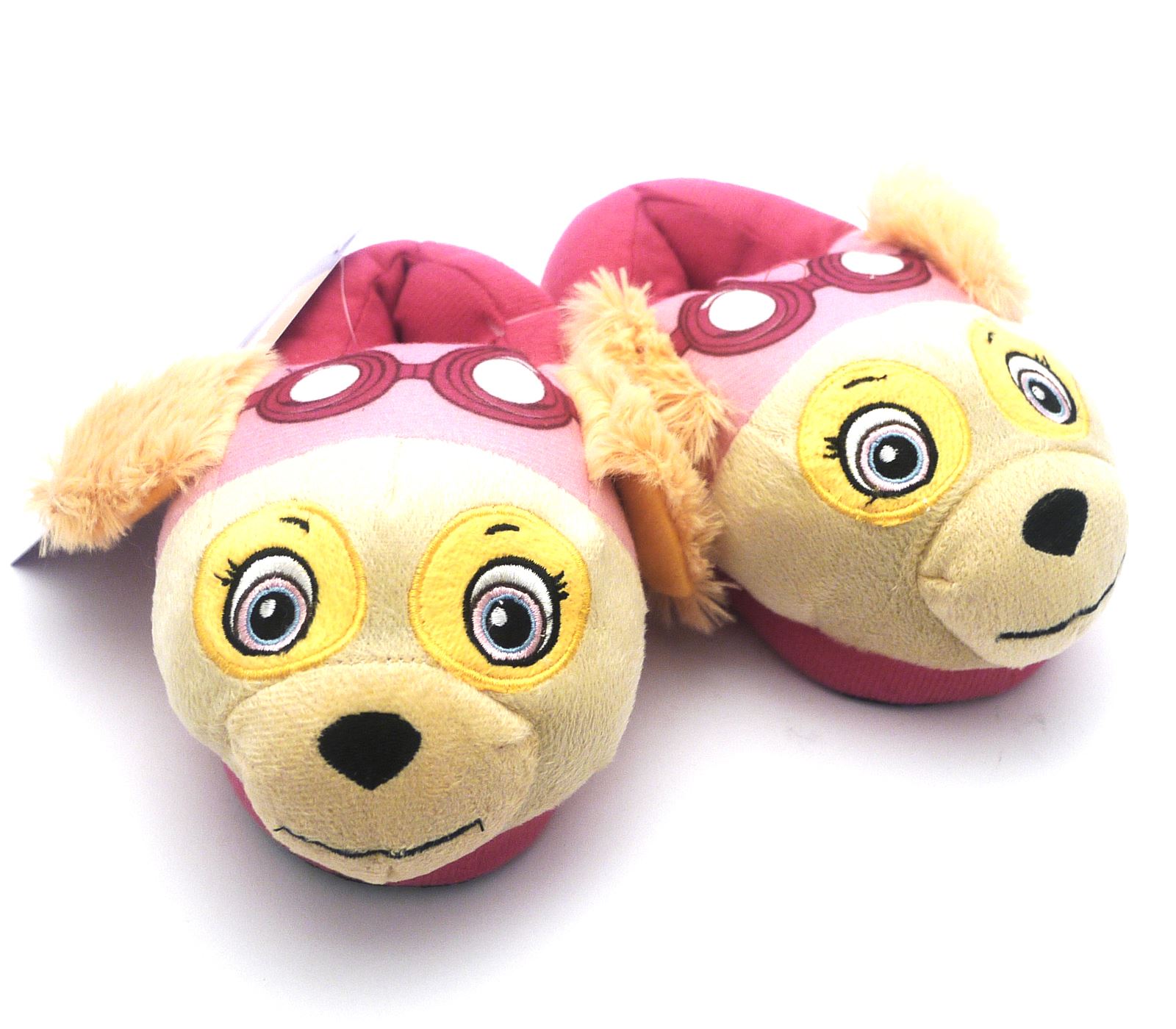 KIDS GIRLS BOYS OFFICIAL PAW PATROL 3D SLIPPERS PLUSH PINK RED DASH SKYE - Picture 4 of 5