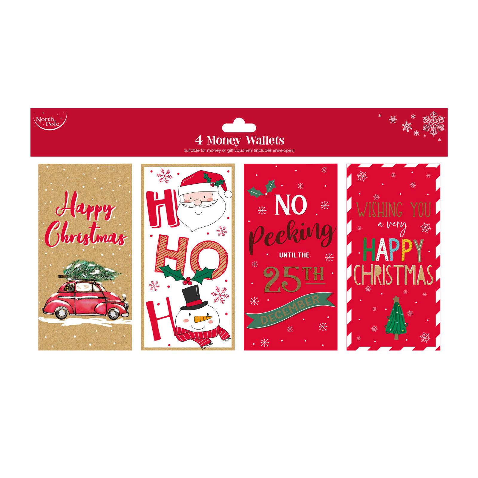 4 CHRISTMAS MONEY CARDS WITH ENVELOPES FOIL QUALITY GIFT CARD VOUCHER WALLET - Picture 5 of 5