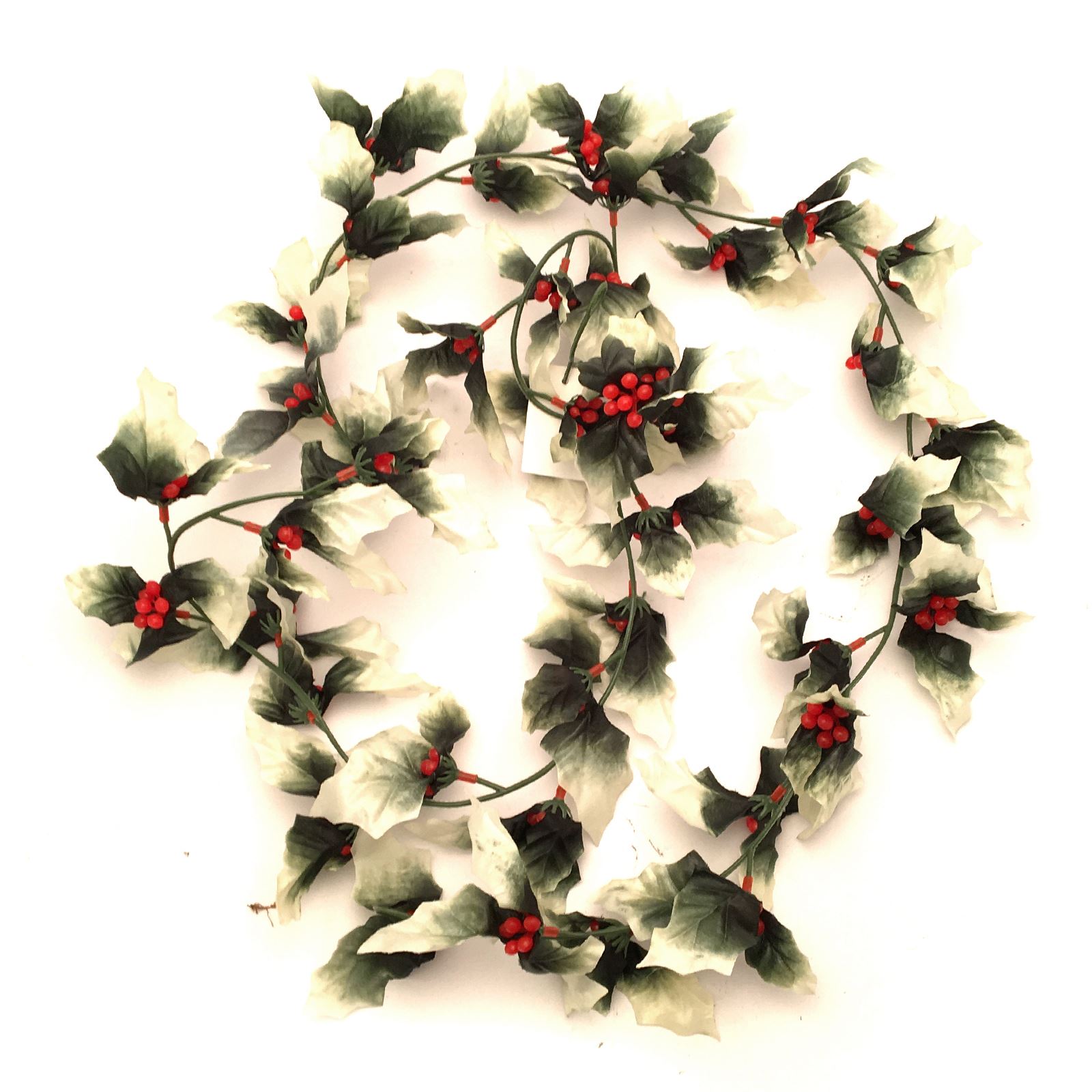 6FT HOLLY GARLAND BERRY CHRISTMAS DECOR TREE WREATH LEAVES TINSEL XMAS