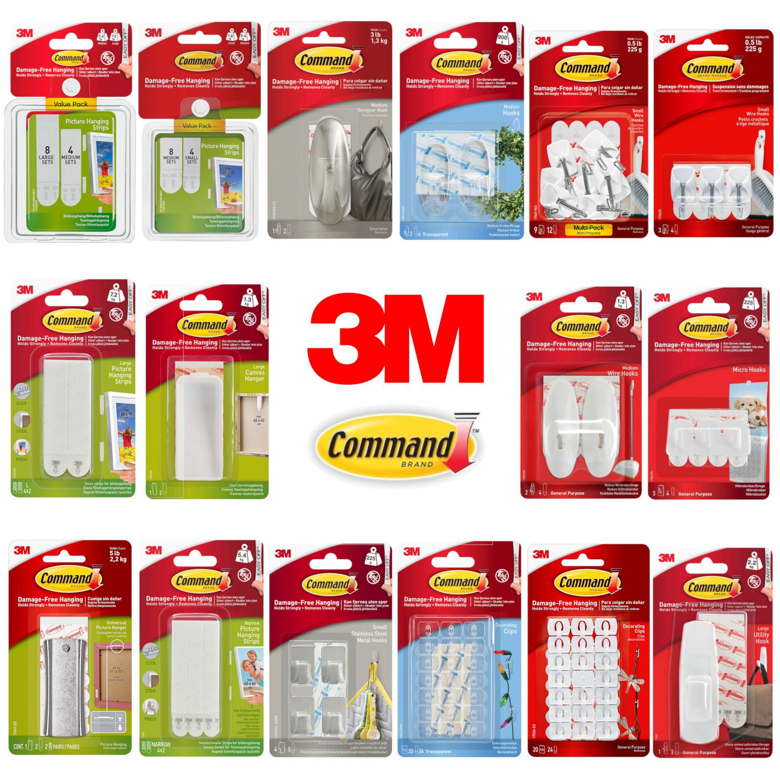 3M Command Picture Hanging Strips Hooks & Clips DamageFree Hanging eBay