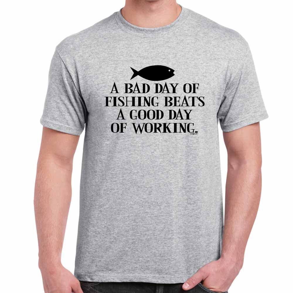Mens Fishing Beats A Good Day Funny T ShirtSlogans Jokes tshirts