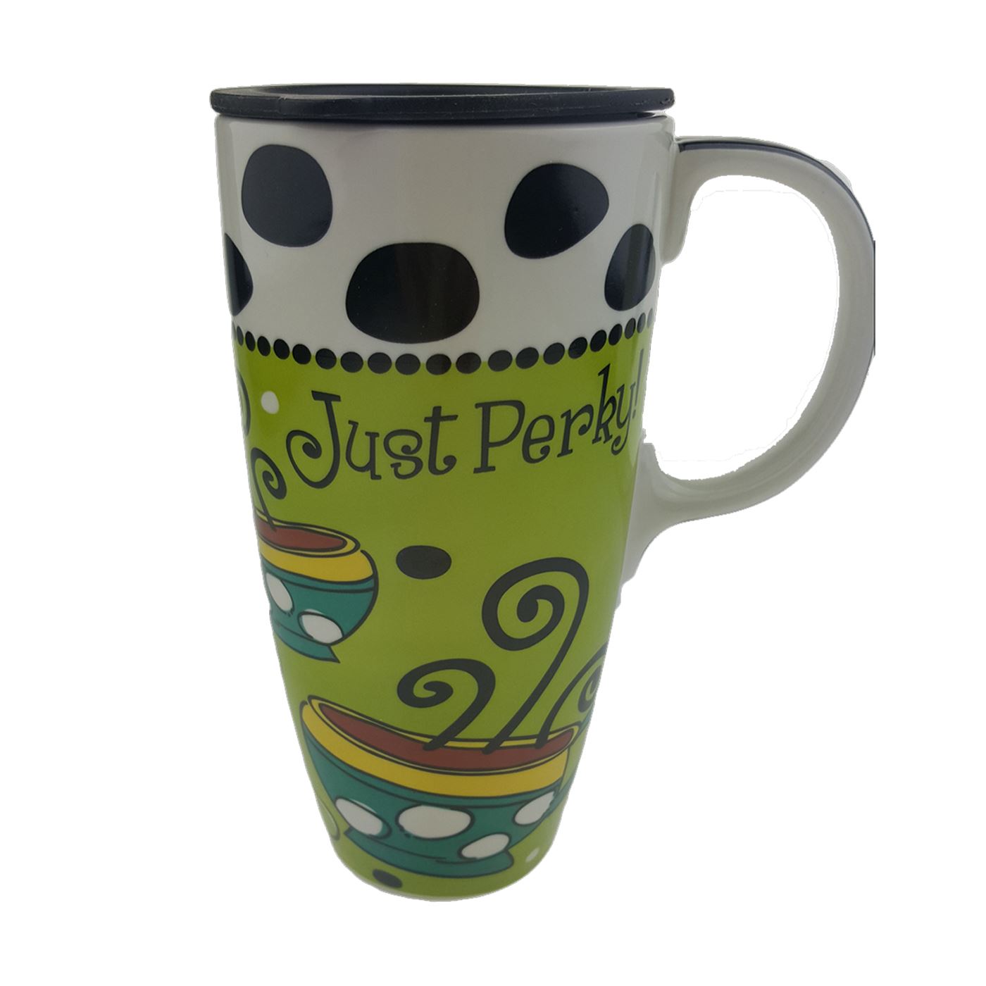 Retro Painted Cute Ceramic Large Travel Mug With Lid Tea Cup Coffee