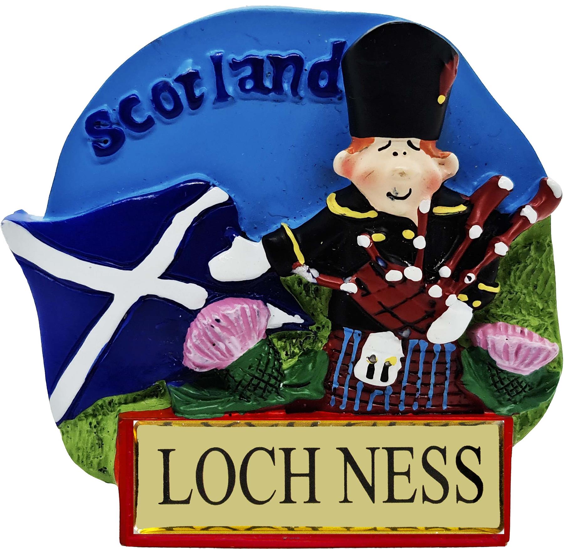 Harz schottischer Kühlschrankmagnet Piper mit Saltire Flagge schottischer Ortsname - Bild 67 von 106