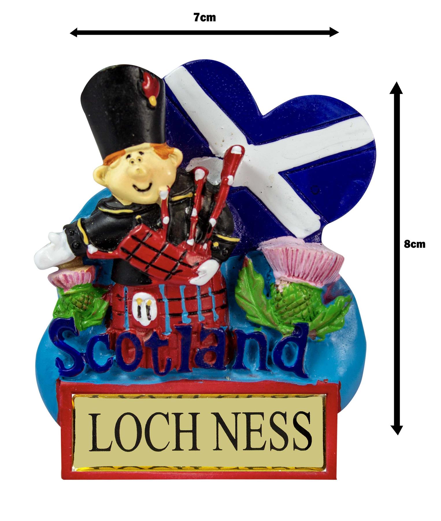 Harz Kühlschrankmagnet Piper mit schottischem Saltire Herz schottischer Ortsname - Bild 70 von 106
