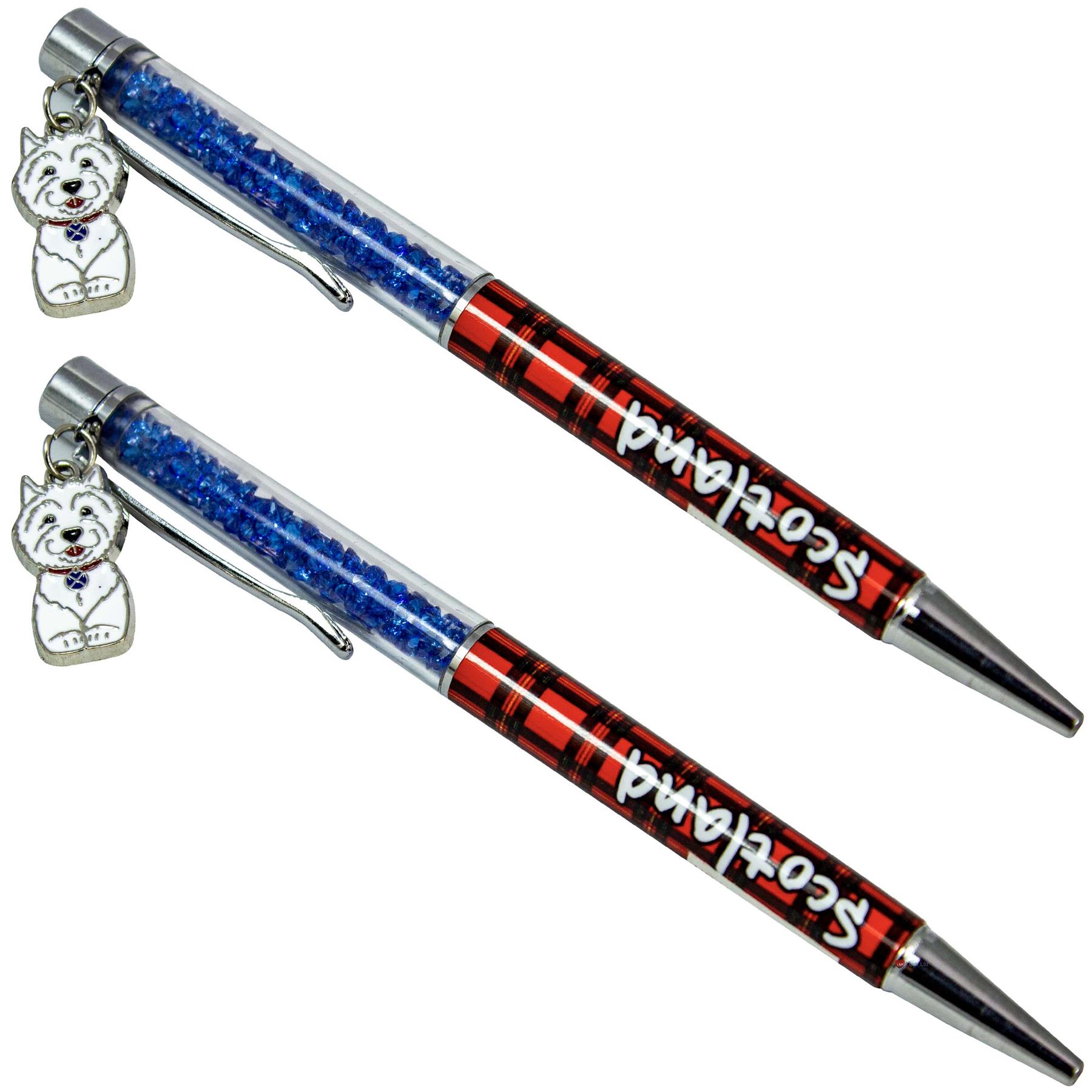 Juego de 2 bolígrafos con dije de cristal tinta negra rojo tartán diseño escocés - Imagen 9 de 9