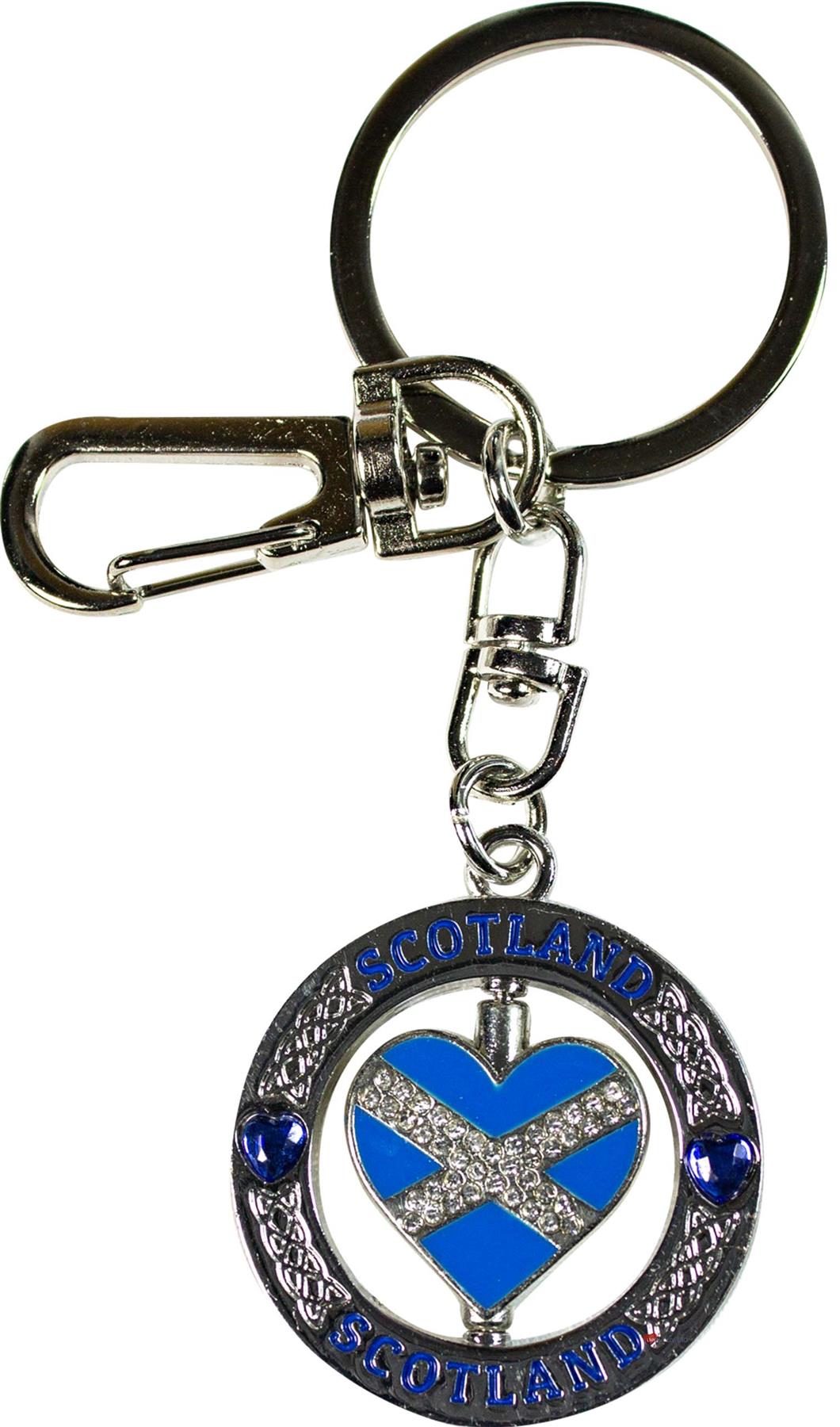 Rotating Keyring Scotland Souvenir with Crystal Thistle Saltire Map Designs - Picture 10 of 25
