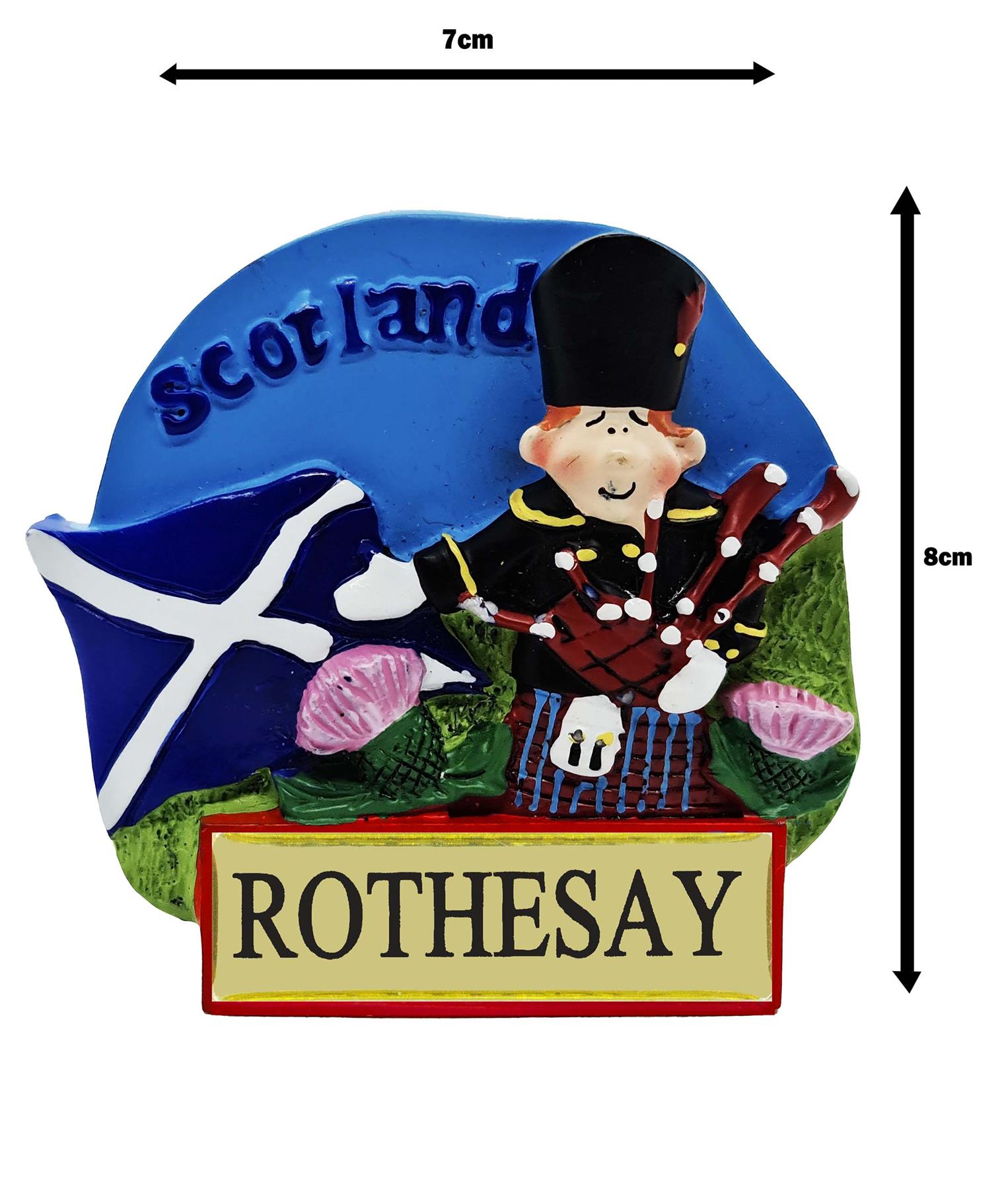 Harz schottischer Kühlschrankmagnet Piper mit Saltire Flagge schottischer Ortsname - Bild 90 von 106