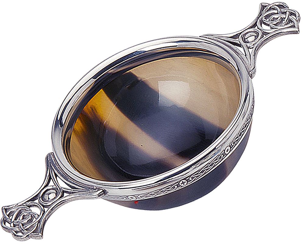 Schottischer Quaich verziertes Horn Zinn keltischer Griff 2"" 4"" Schalen Tassen der Freundschaft - Bild 3 von 3