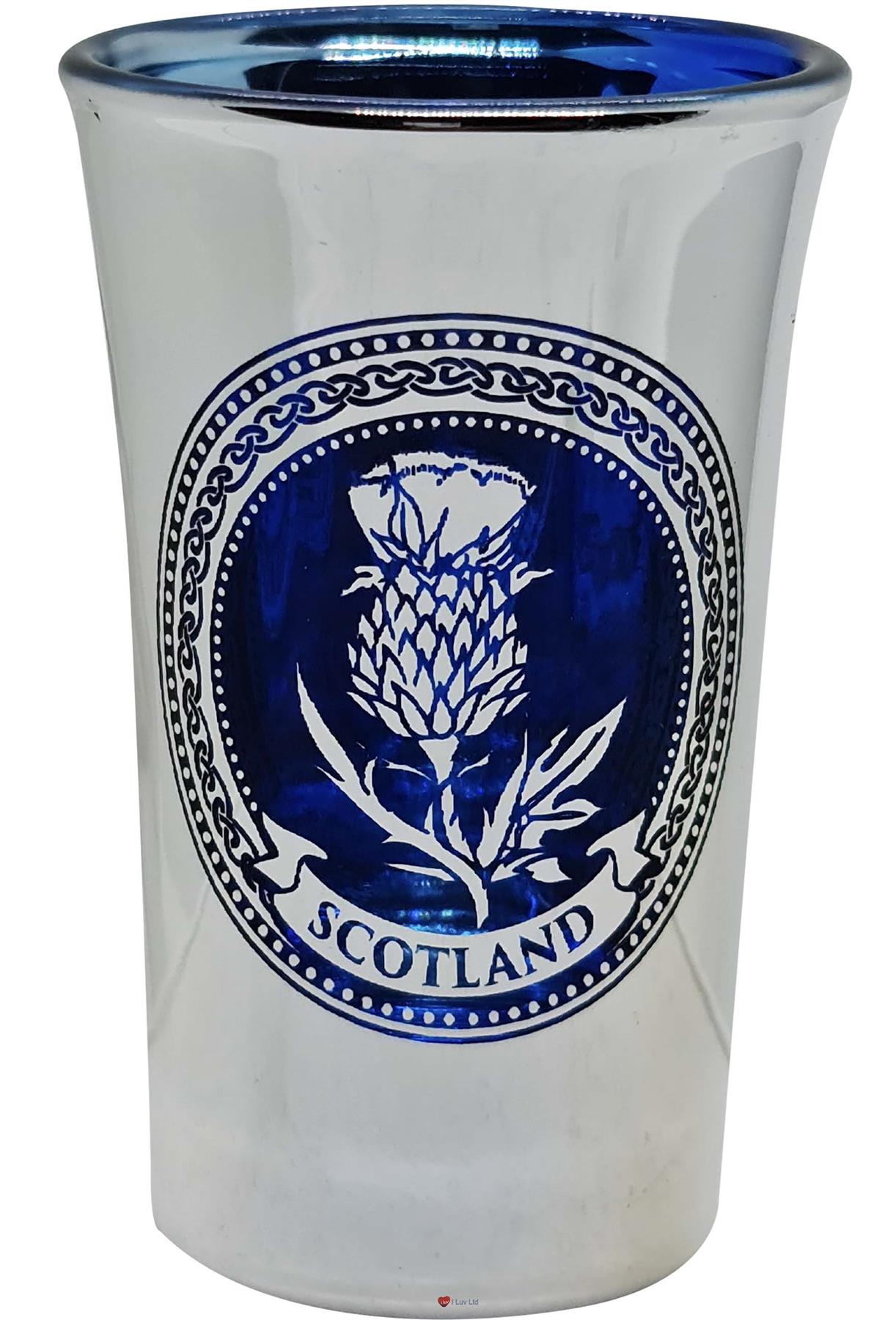 Set of 2 Slammer Glasses Electroplated 50ml Scottish Cow, Thistle, Flag, Nessie - Picture 15 of 18