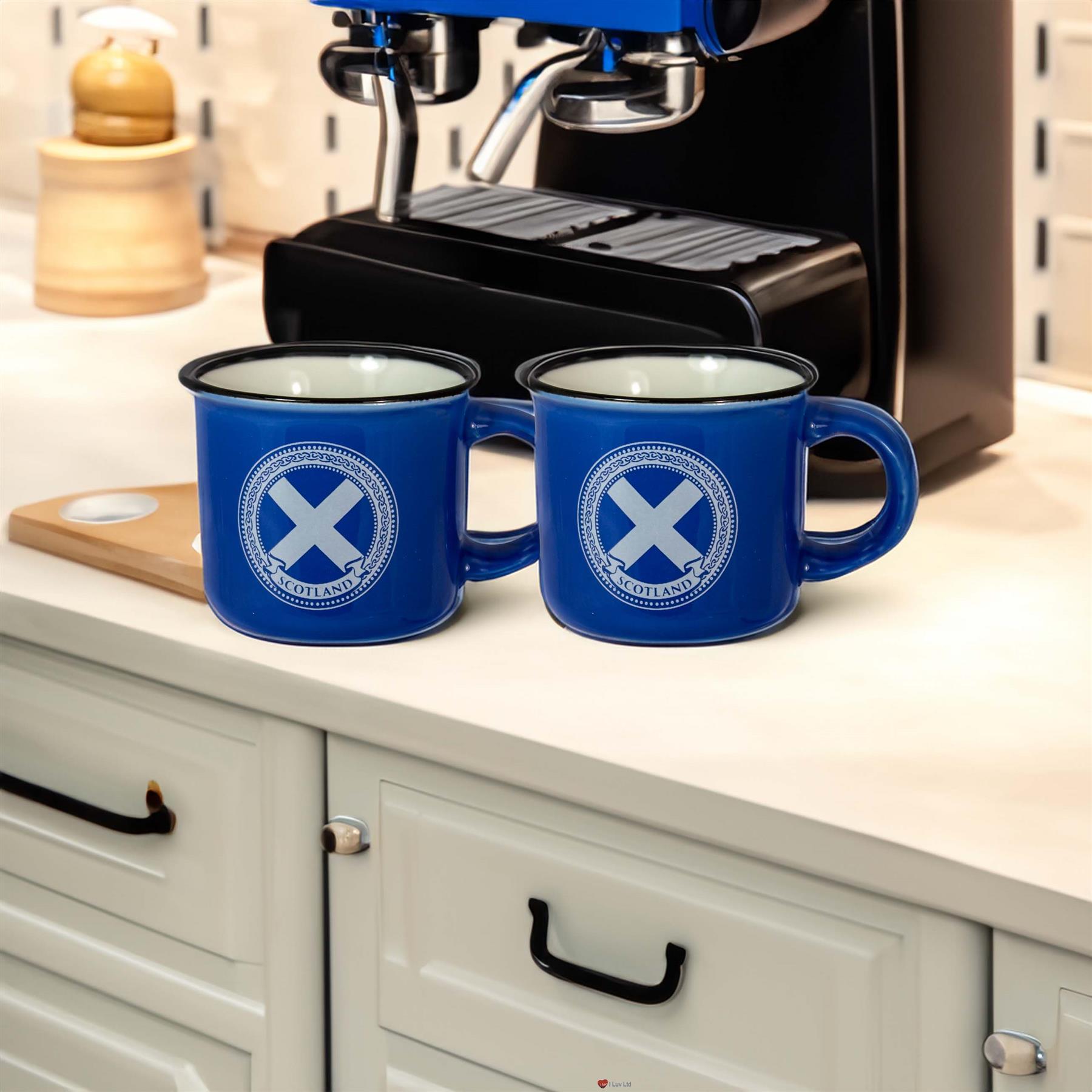 Juego de 2 tazas de café espresso de 3 oz con diseño de bandera de las Highlands Cow o Saltire - Imagen 11 de 11
