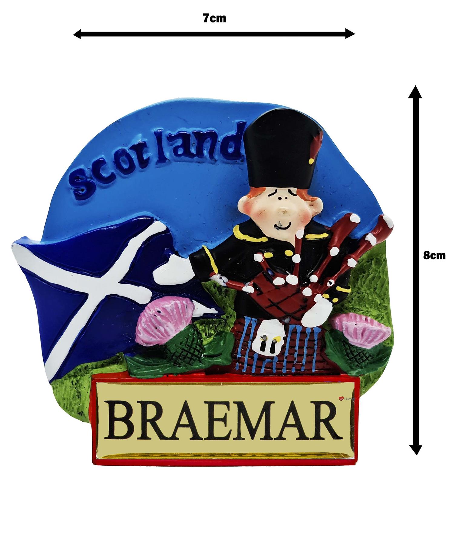 Harz schottischer Kühlschrankmagnet Piper mit Saltire Flagge schottischer Ortsname - Bild 20 von 106