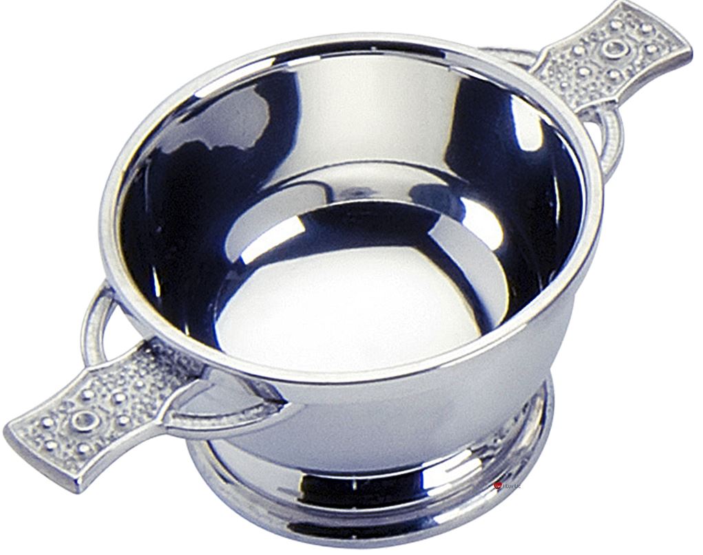Quaich Scottish Pewter Iona Cross Handle 2" 3" 4" 5" Bowls Cups of Friendship - Foto 2 di 5
