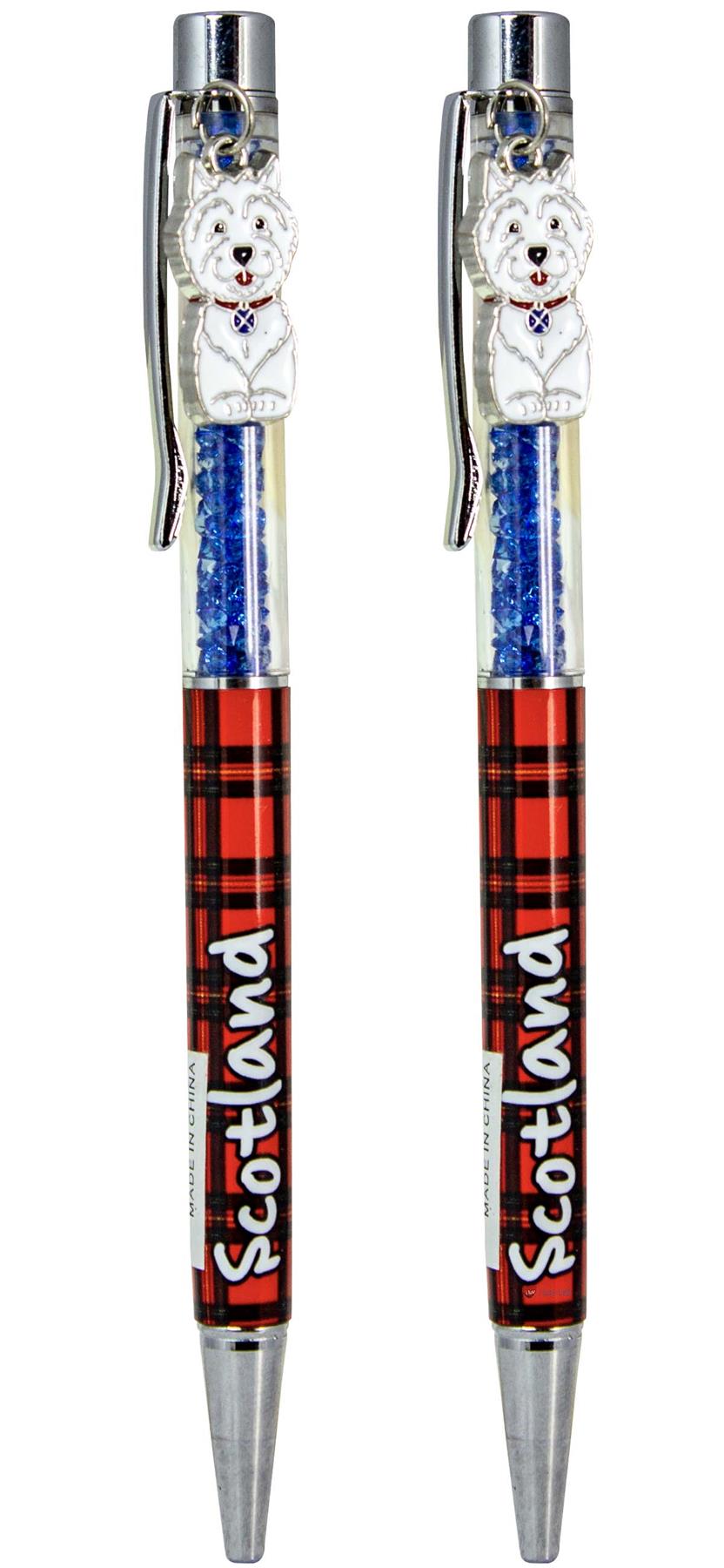 Juego de 2 bolígrafos con dije de cristal tinta negra rojo tartán diseño escocés - Imagen 8 de 9