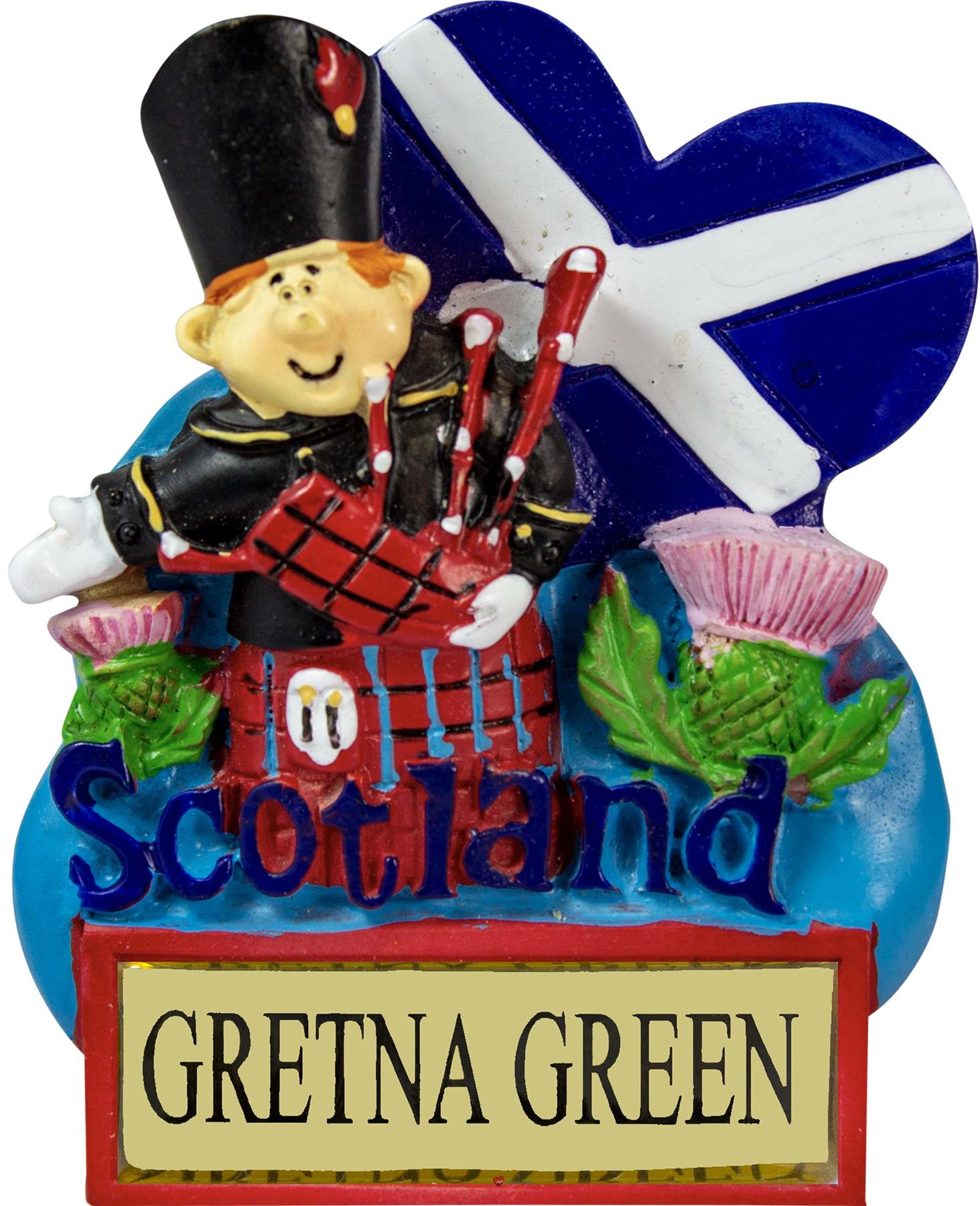 Harz Kühlschrankmagnet Piper mit schottischem Saltire Herz schottischer Ortsname - Bild 47 von 106