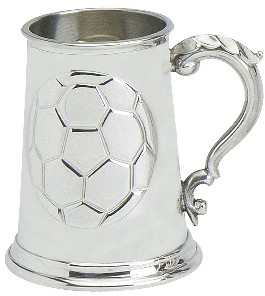 Pewter Tankard Handmade Embossed Football Ball Soccer Ornate Handle