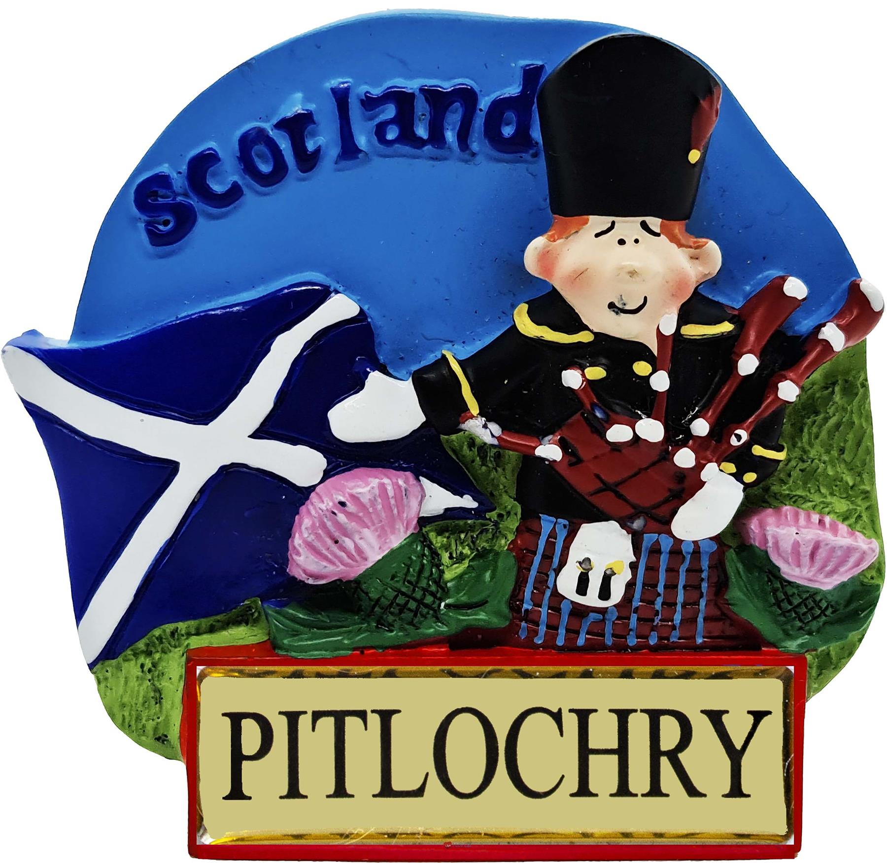 Harz schottischer Kühlschrankmagnet Piper mit Saltire Flagge schottischer Ortsname - Bild 82 von 106