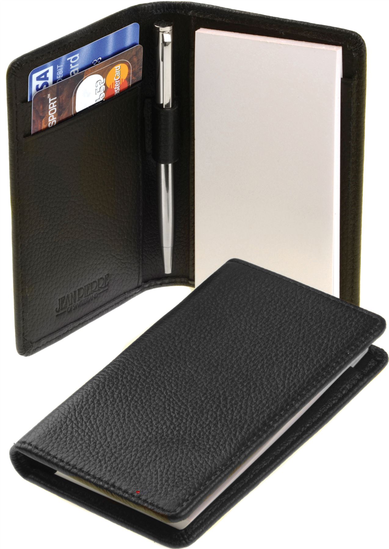 Leather Notepad Holder Black Card Wallet with Pad and Pen Gift Box eBay